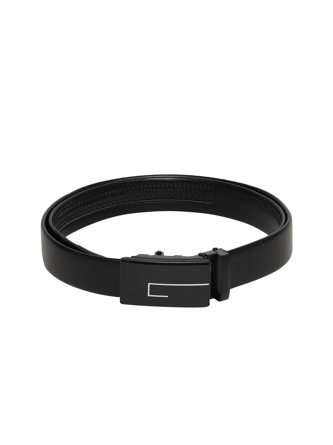 

WINSOME DEAL Men Slider Buckle Closure Textured Formal Belt, Black