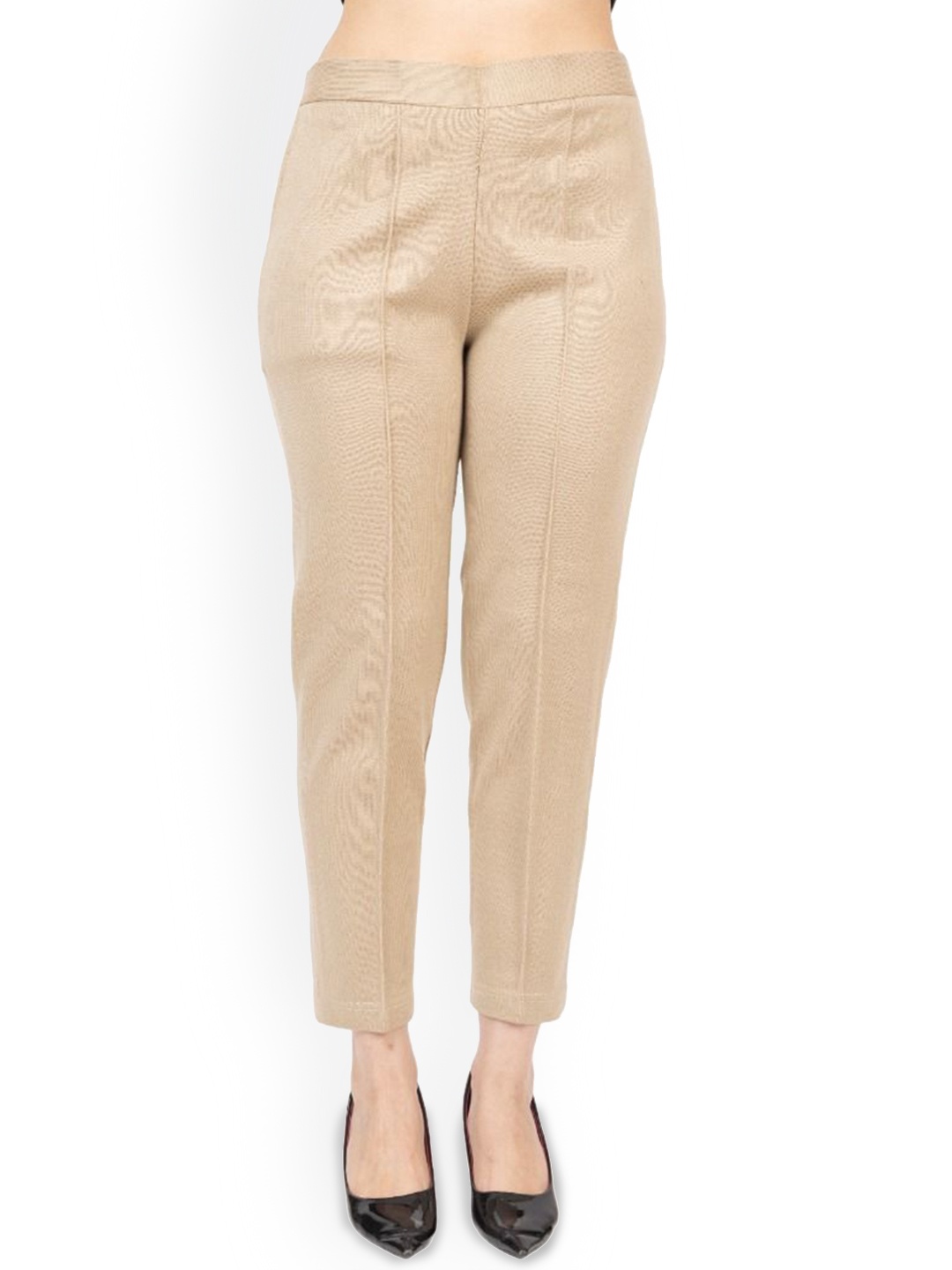 

TWENTY ME Women Comfort High-Rise Easy Wash Trousers, Beige