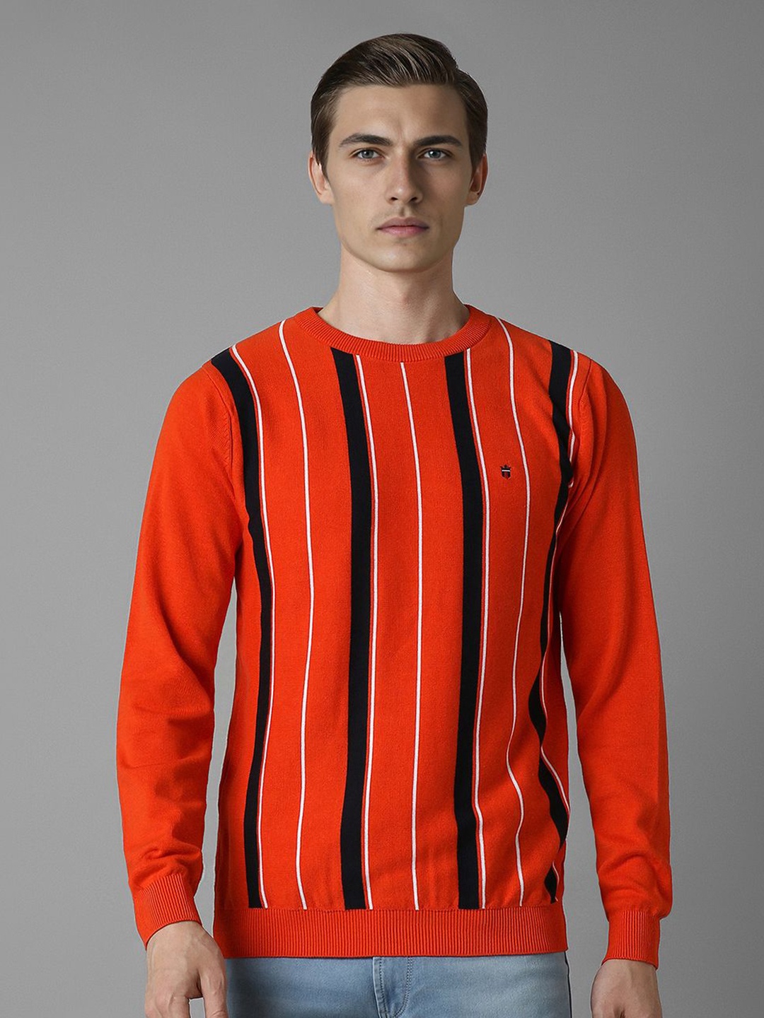 

Louis Philippe Sport Men Striped Pullover, Orange