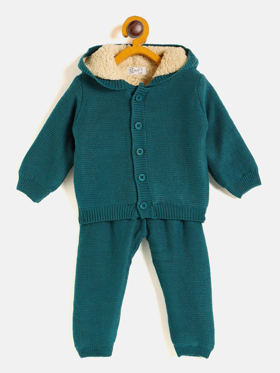 

JWAAQ Kids Unisex Self Design Hooded Sweatshirt With Joggers, Green