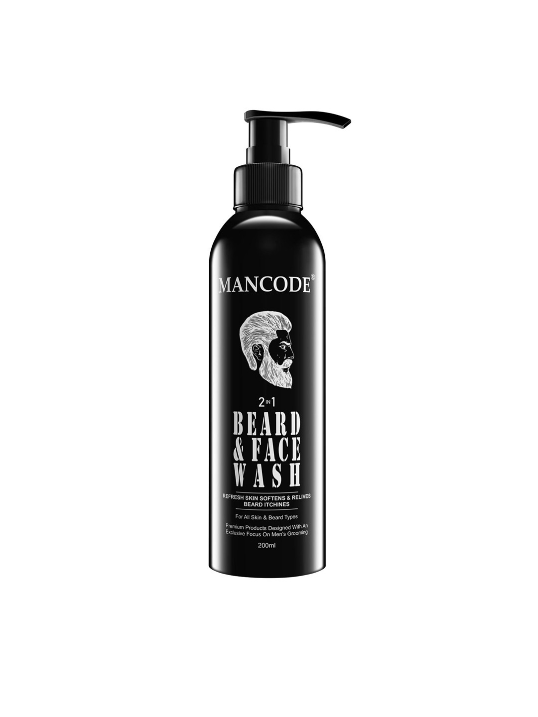 

MANCODE 2 in 1 Beard & Face Wash For Refreshes Skin Softens & Relieves-200ml, Black