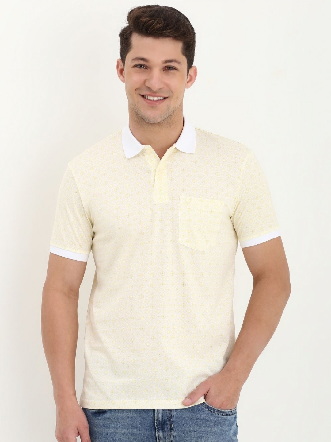 

Allen Solly Men Polo Collar Pockets T-shirt, Yellow