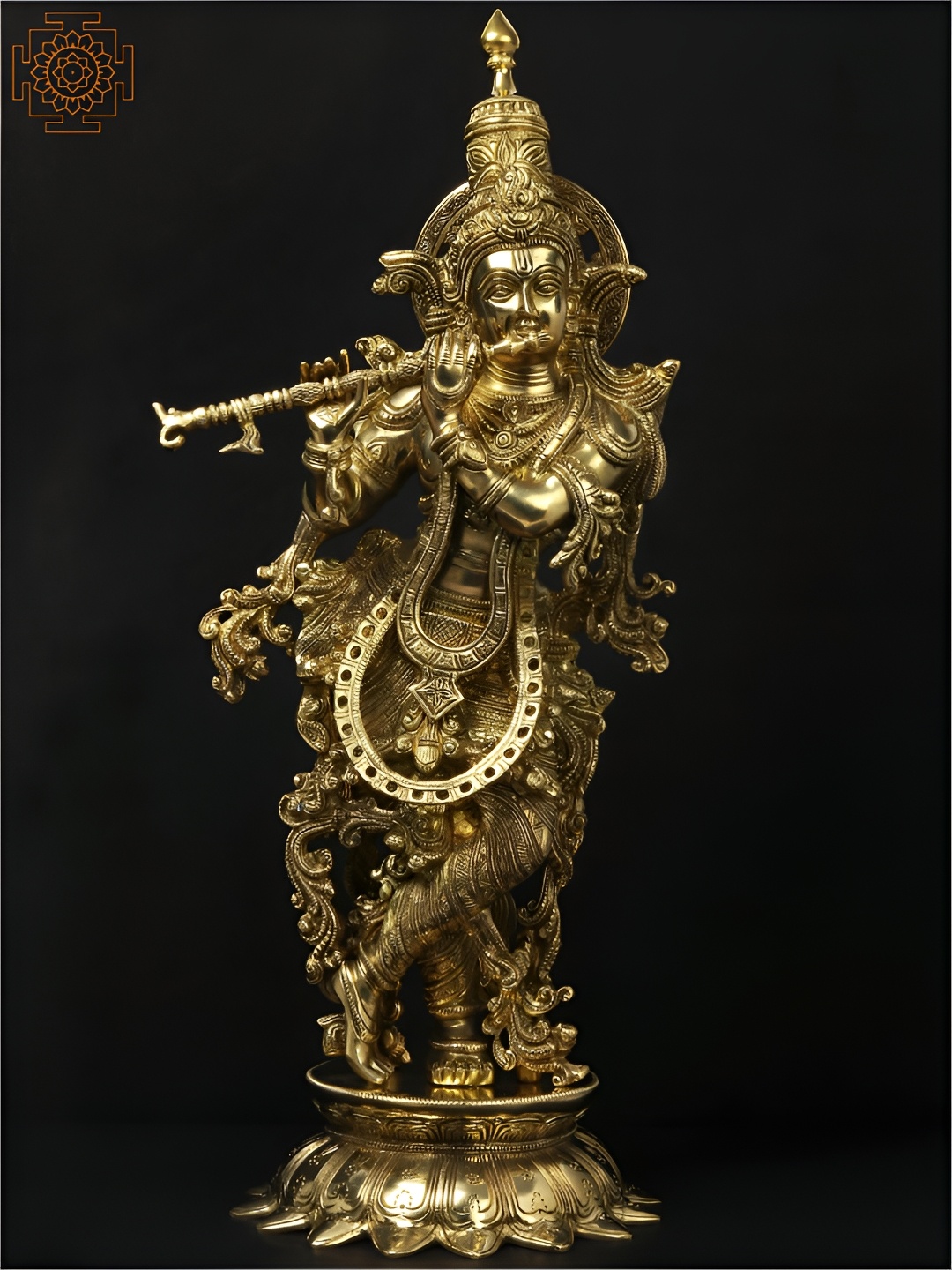 

Exotic India Gold-Toned Lord Shri Krishna Religious Idol Showpiece