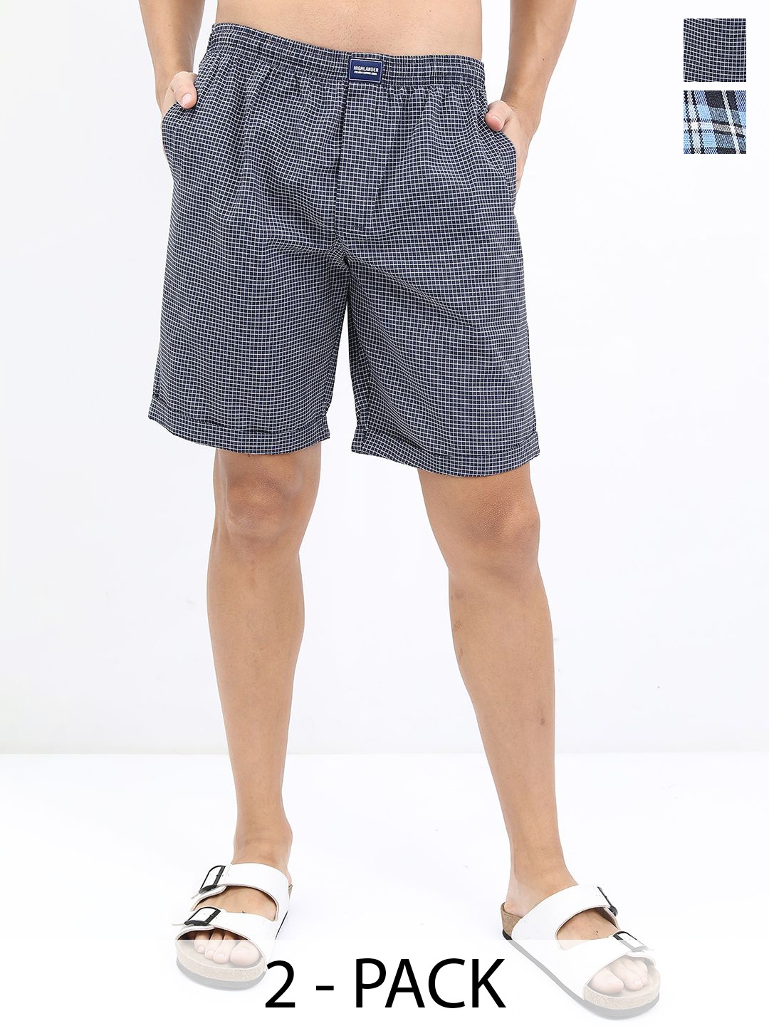 

HIGHLANDER Men Checked Technology Shorts, Navy blue