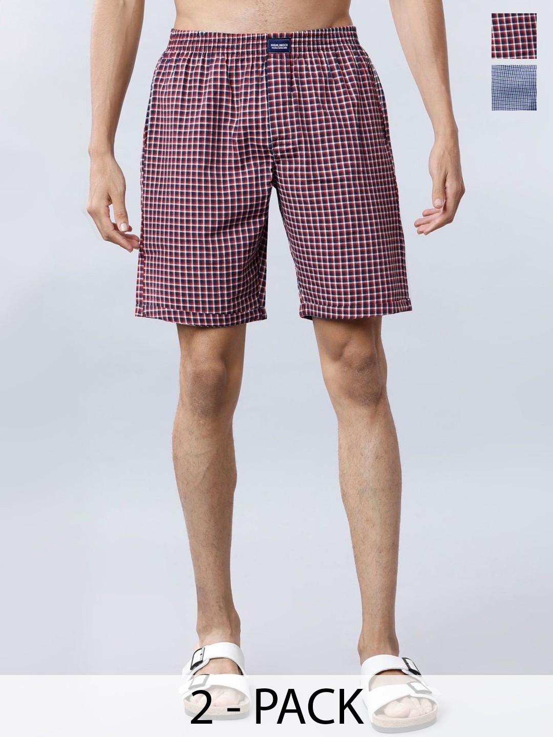 

HIGHLANDER Men Checked Technology Shorts, Black
