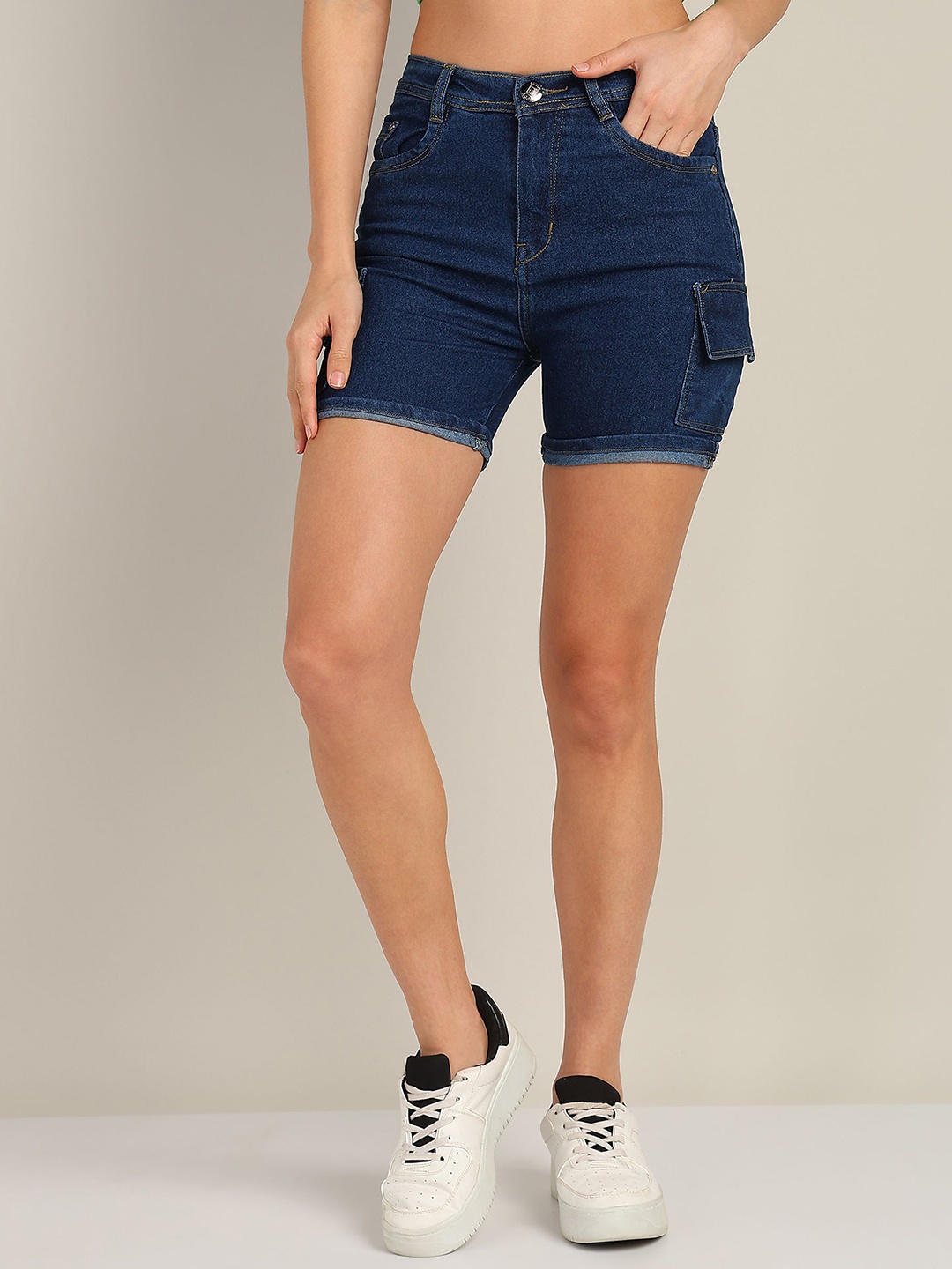 

Nifty Women High-Rise Denim Shorts, Blue