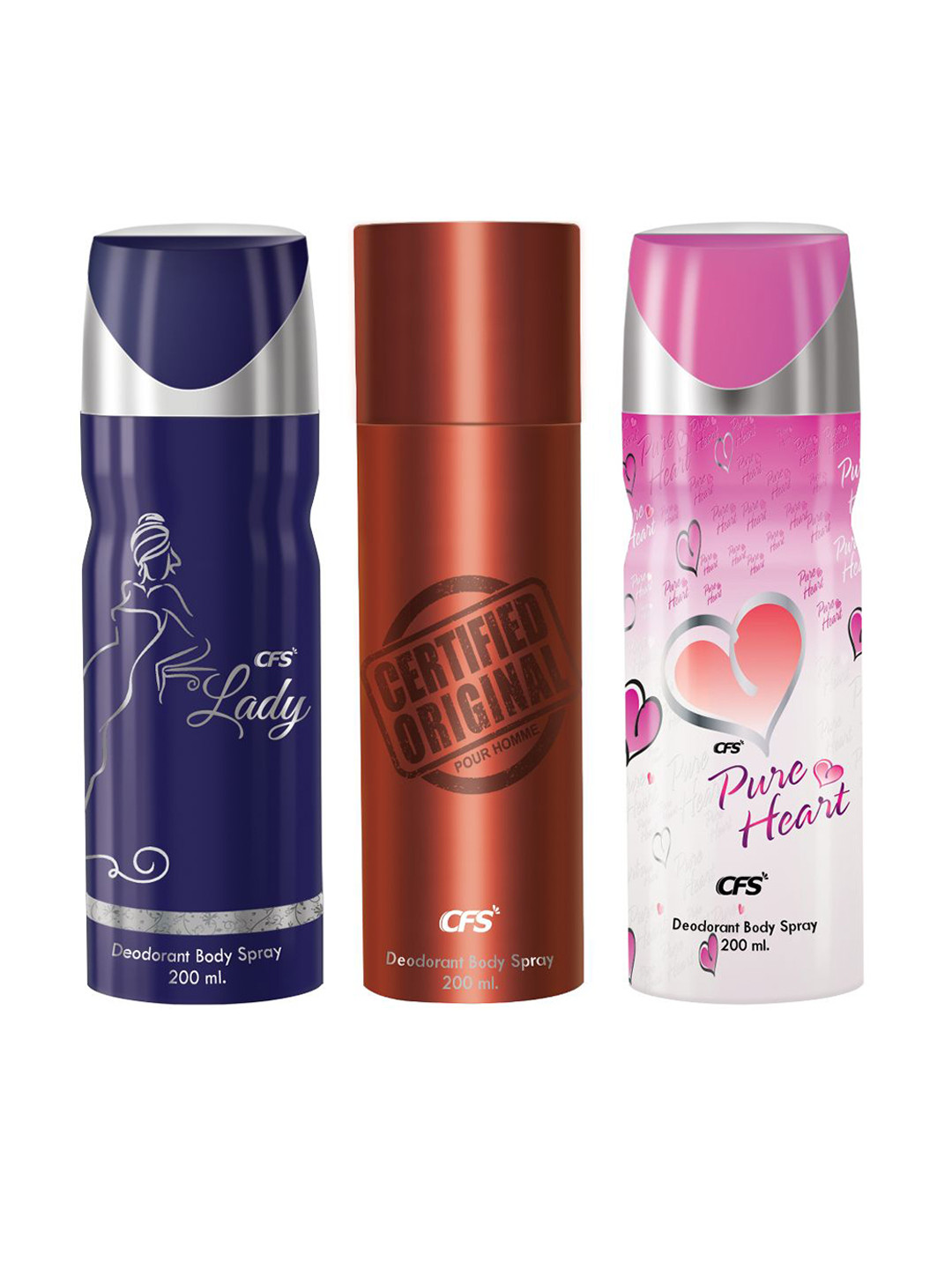 

CFS Set Of 3 Long Lasting Deodorant Body Spray 200 ml Each, Brown