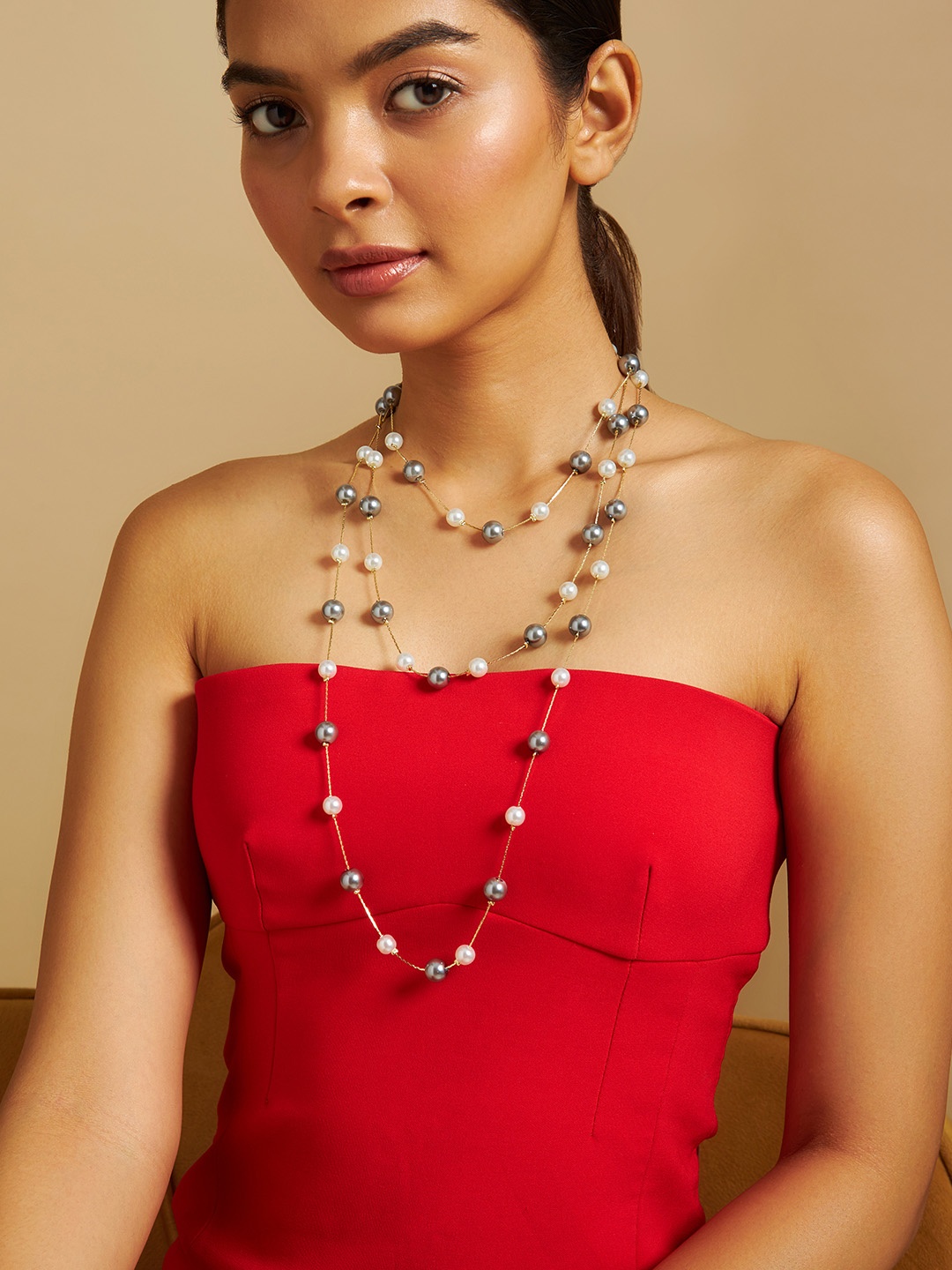 

Kushal's Fashion Jewellery Copper Gold-Plated Layered Necklace