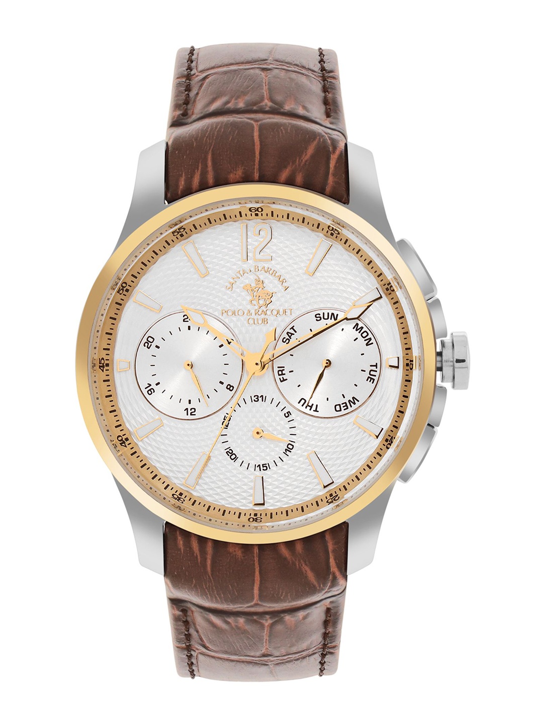 

SANTA BARBARA POLO & RACQUET CLUB Men Dial & Leather Textured Straps Analogue Watch SB.1.10538-3, Brown