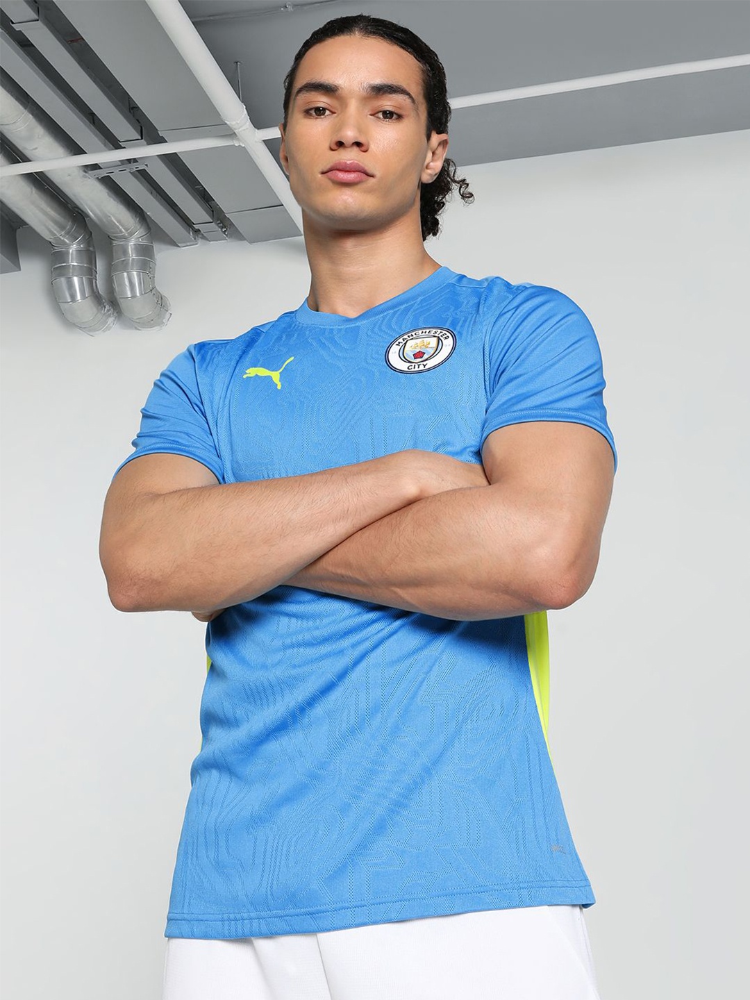 

Puma Manchester City Training Men's Slim Fit Football Jersey, Blue