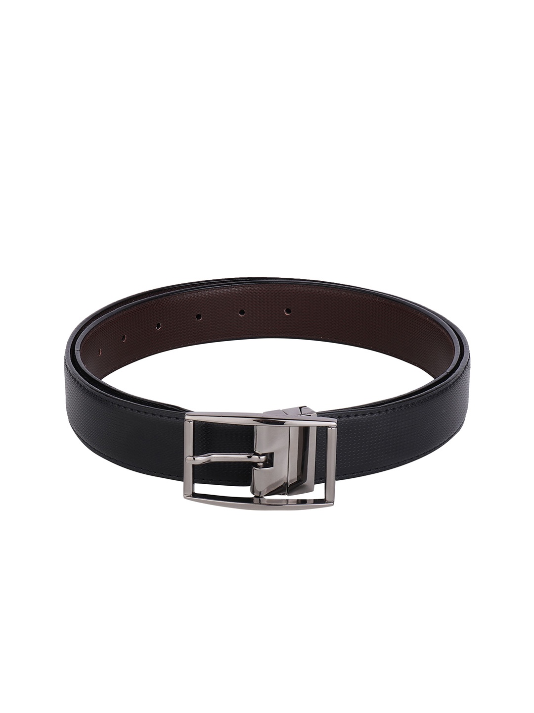 

WINSOME DEAL Men Tang Closure Textured Formal Belt, Black