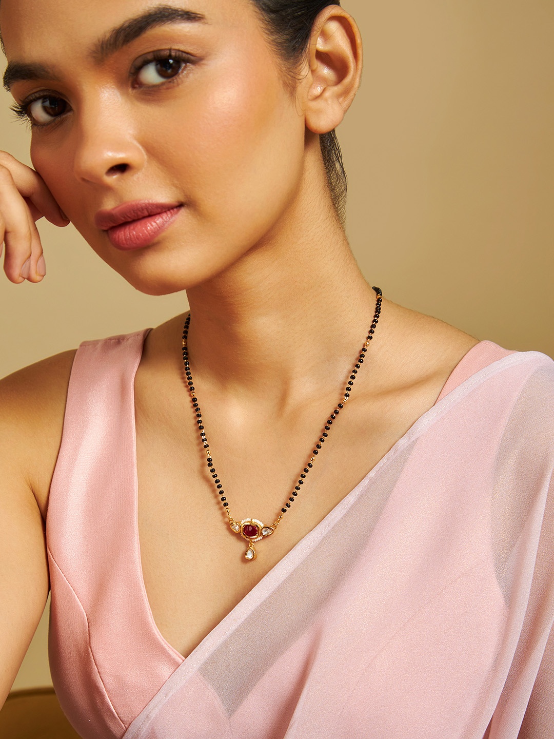 

Kushal's Fashion Jewellery Artificial Stones Mangalsutra, Gold