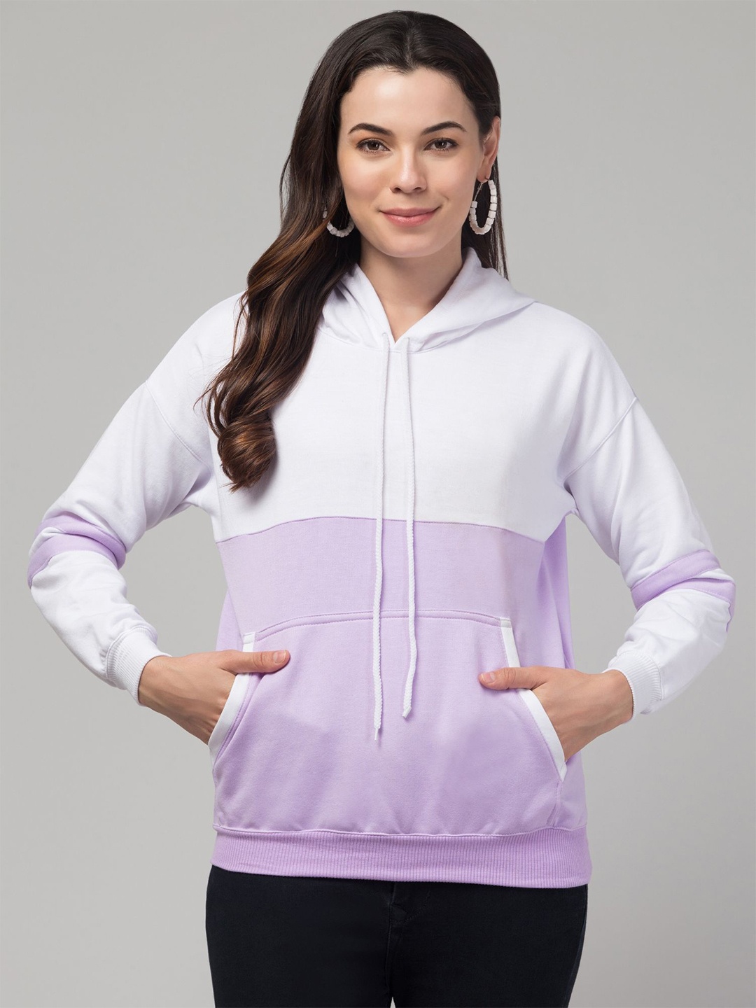 

BESTIC FASHION Women Solid Hooded Sweatshirt, Lavender