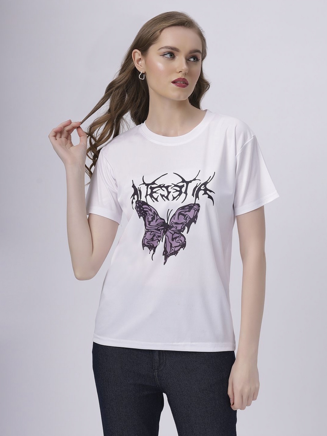 

BABA YAGA Women Printed Extended Sleeves T-shirt, White