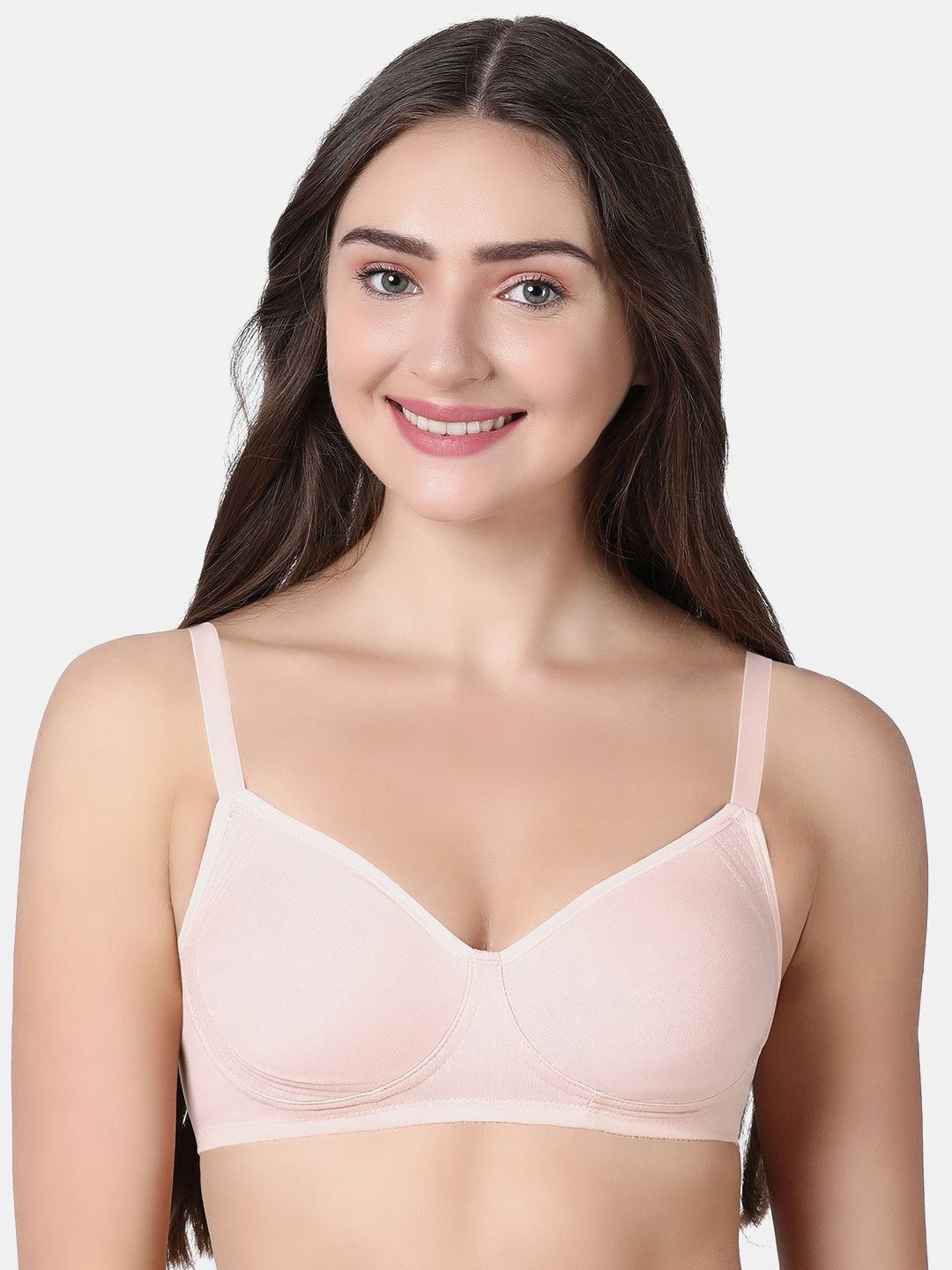 

Enamor Non Padded Wirefree High Coverage Stretch Cotton Everyday Bra A042, Pink