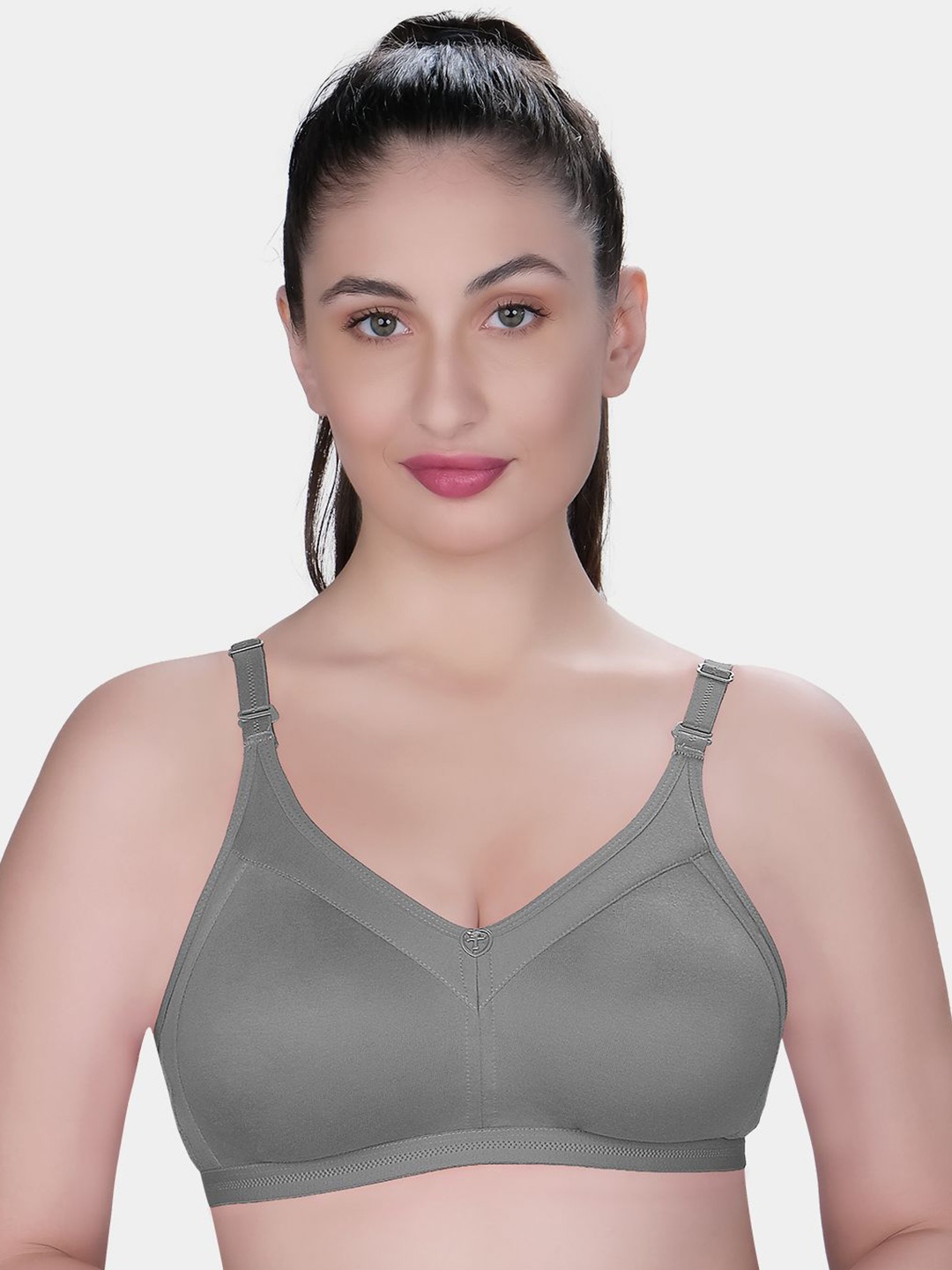 

Trylo Rozi Non-Padded Non-Wired Seamless Molded Full Coverage T-Shirt Bra, Grey