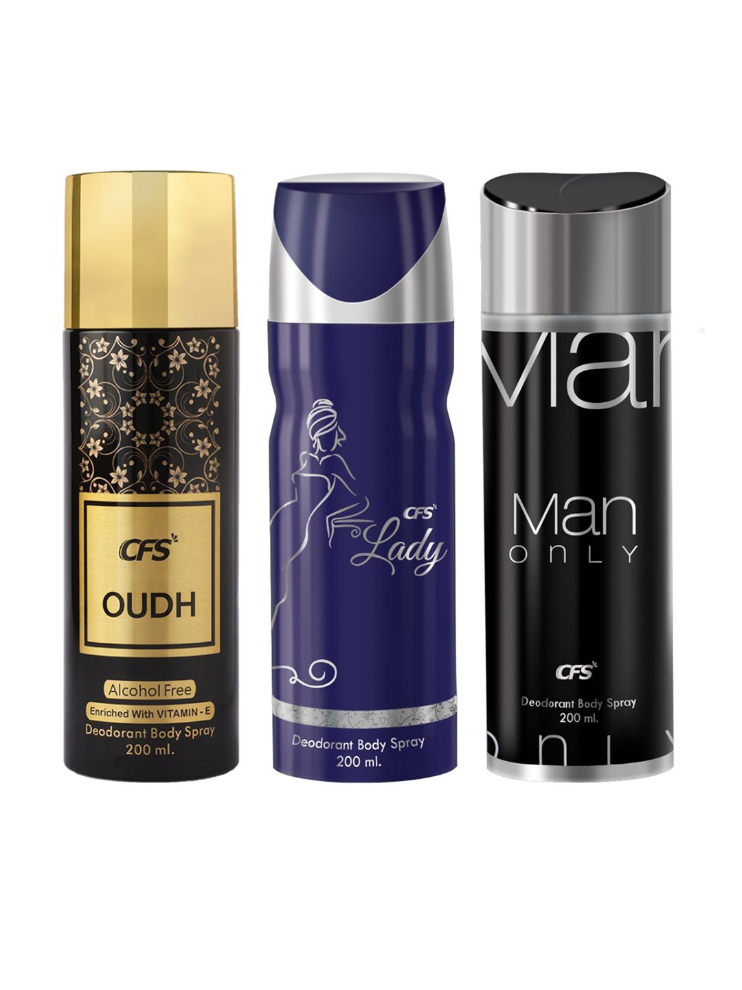 

CFS Set of 3 Long Lasting Deodorant Body Spray - 200 ml each, Blue