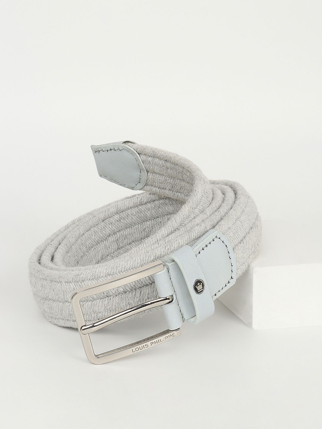 

Louis Philippe Sport Men Textured Leather Belt, Grey
