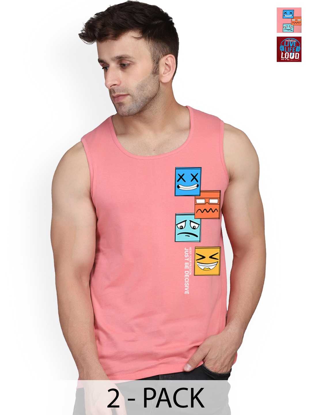

SLOWLORIS Pack Of 2 Printed Gym Vests, Maroon