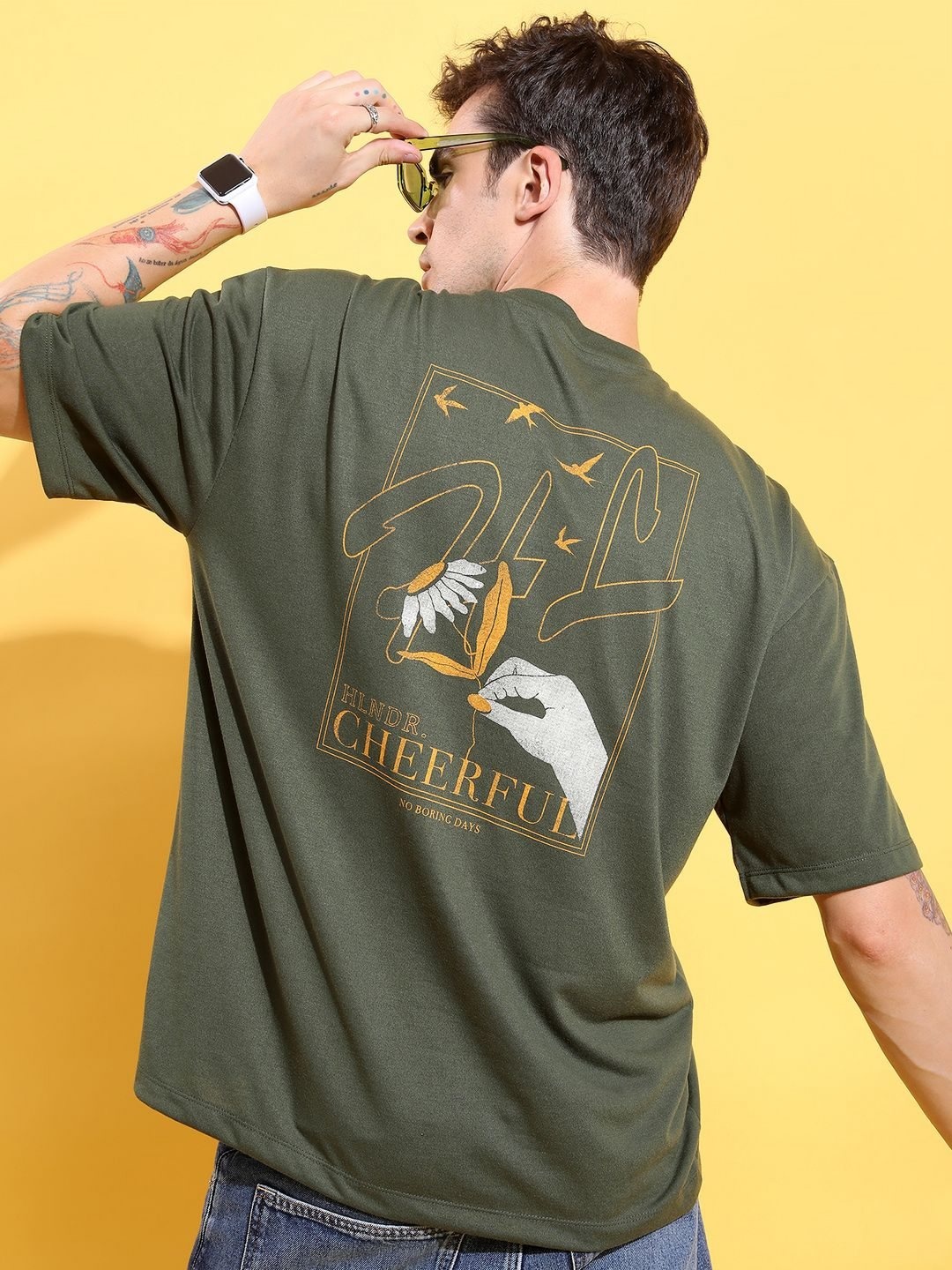 

HIGHLANDER Men Printed Extended Sleeves T-shirt, Olive