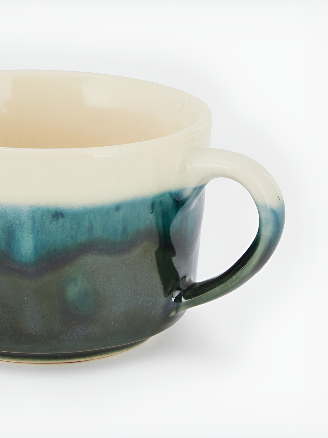 

Fabindia Ashvath Green & White Ceramic Matte Cup 175 ml