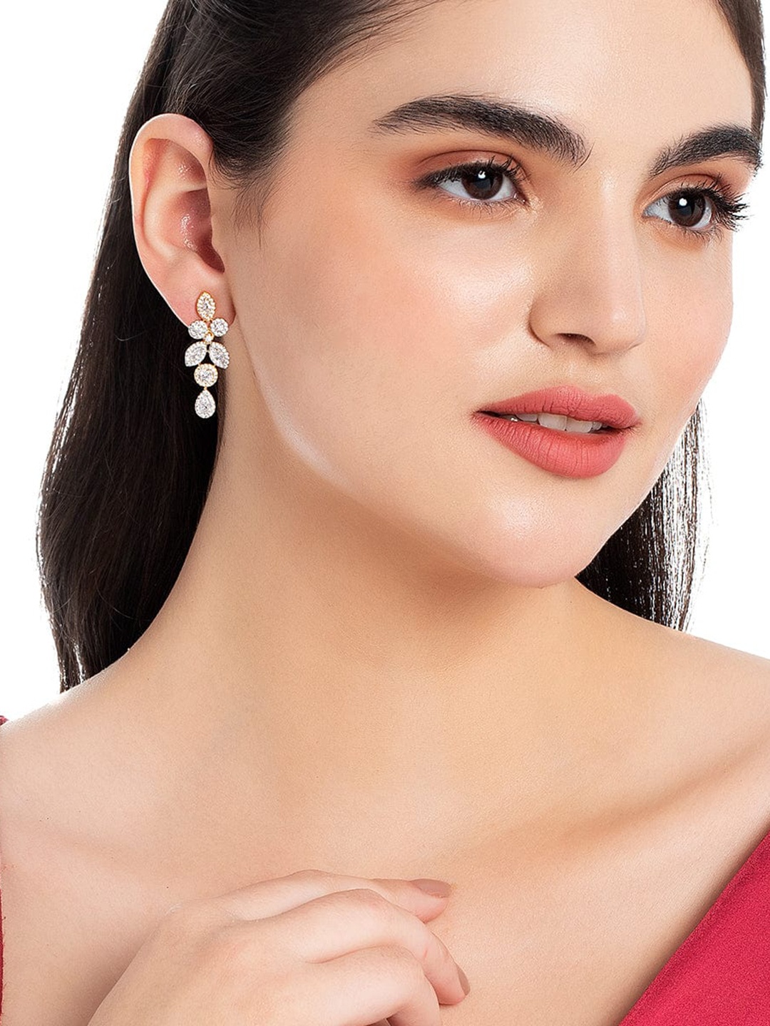 

Kushal's Fashion Jewellery Gold-Plated Contemporary Drop Earrings, White