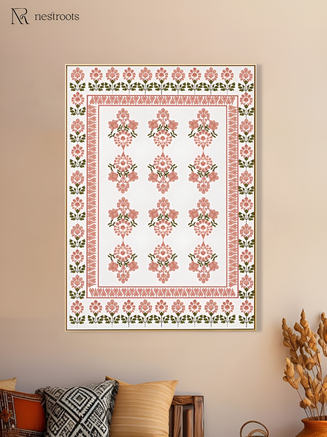 

nestroots White & Red 1 Piece Canvas Floral and Botanical Wall Paintings