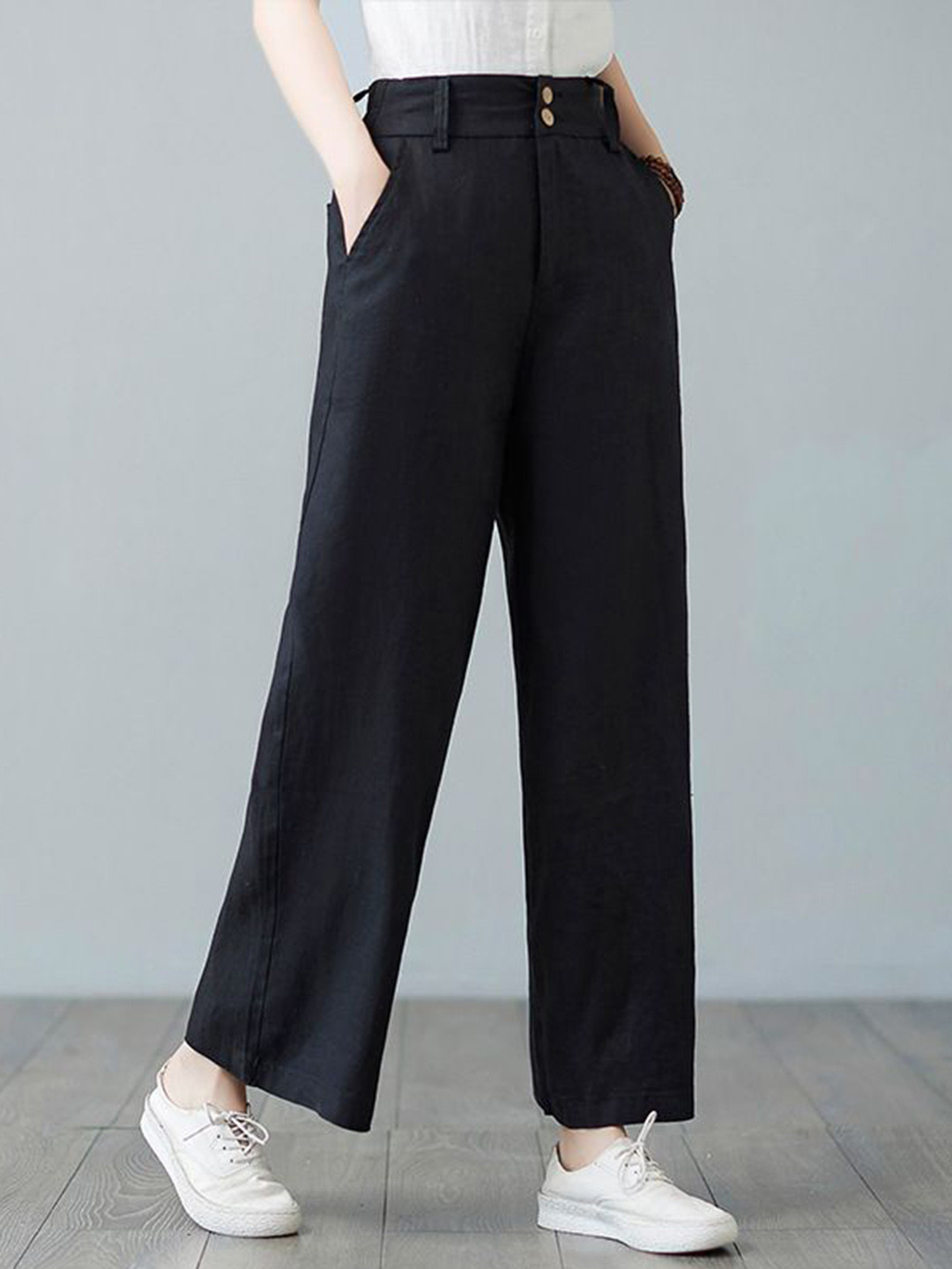 

StyleCast x Revolte Women Loose Fit Easy Wash Pleated Trousers, Black