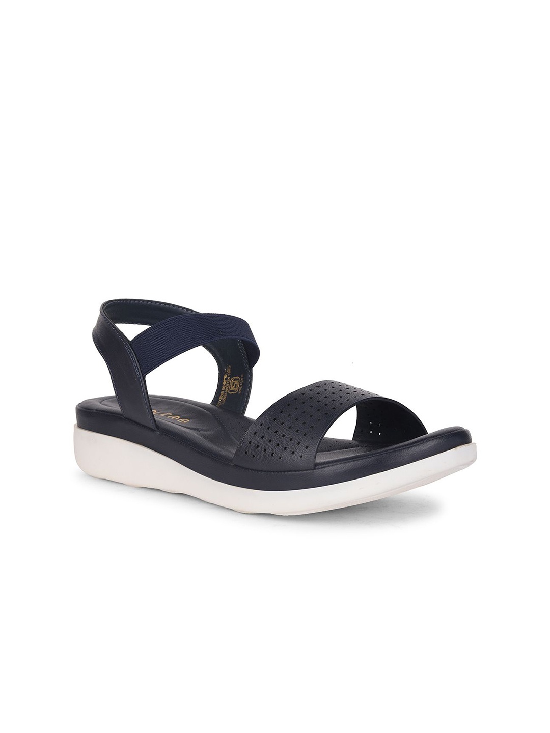 

Liberty Women Ankle Loop PU Open Toe Flats, Navy blue