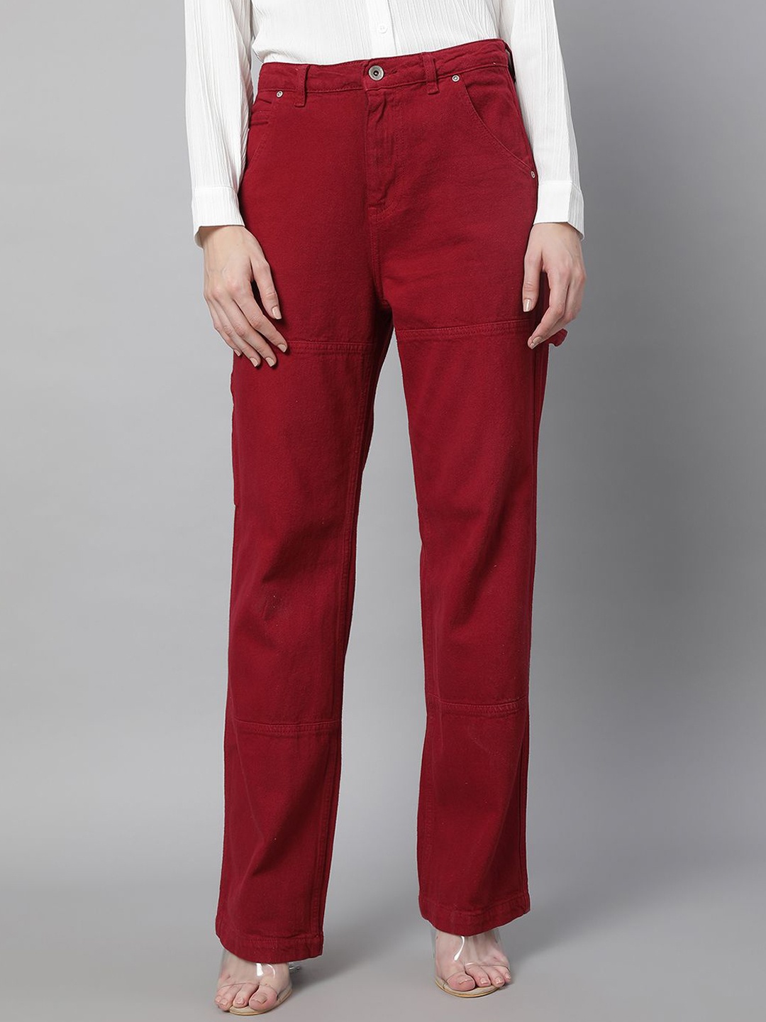 

Global Republic Women Comfort High-Rise Cotton Stretchable Jeans, Red