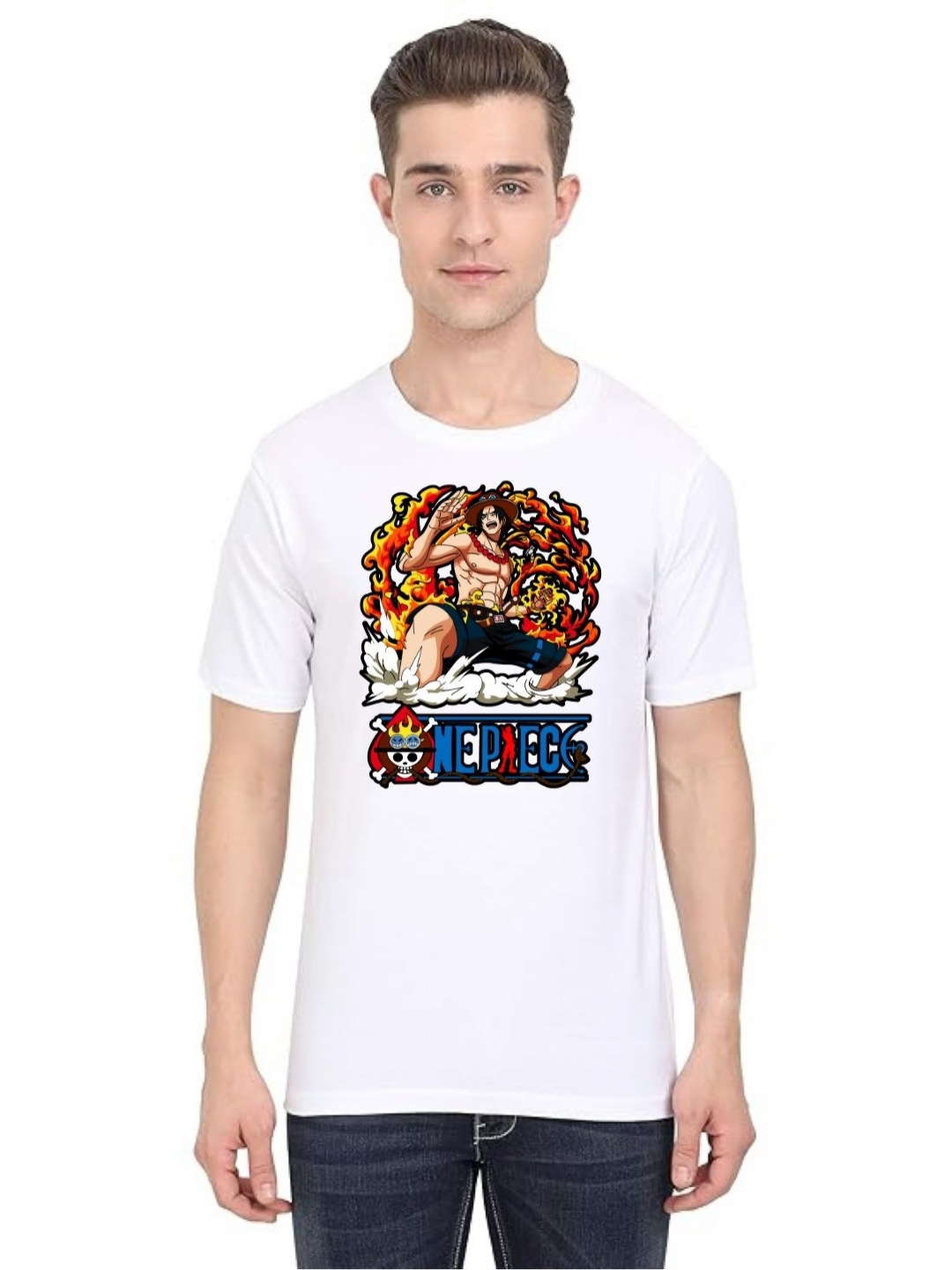 

BAESD Men Printed Sublimation Applique T-shirt, White