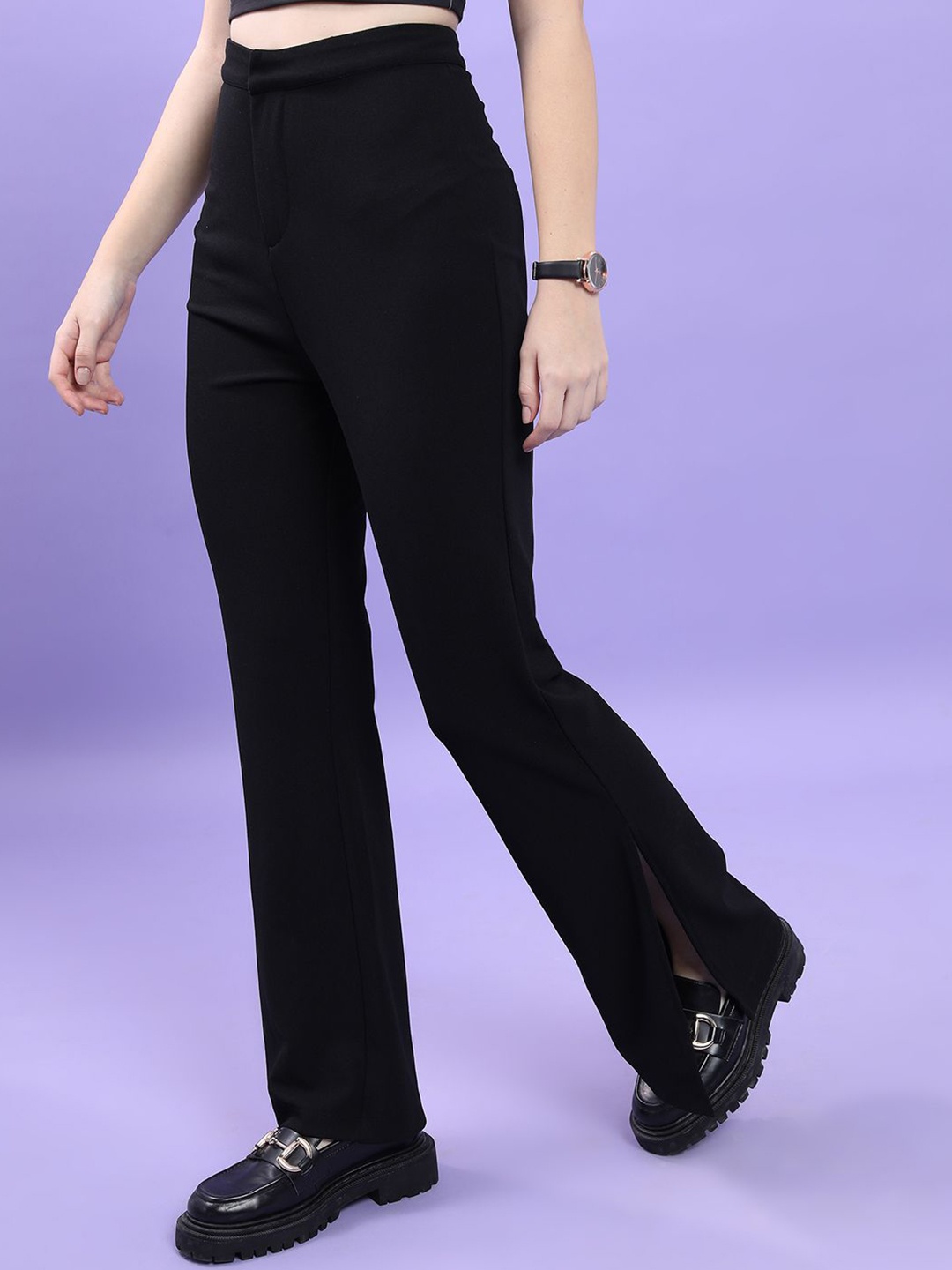 

Tokyo Talkies Women Flared Trousers, Black