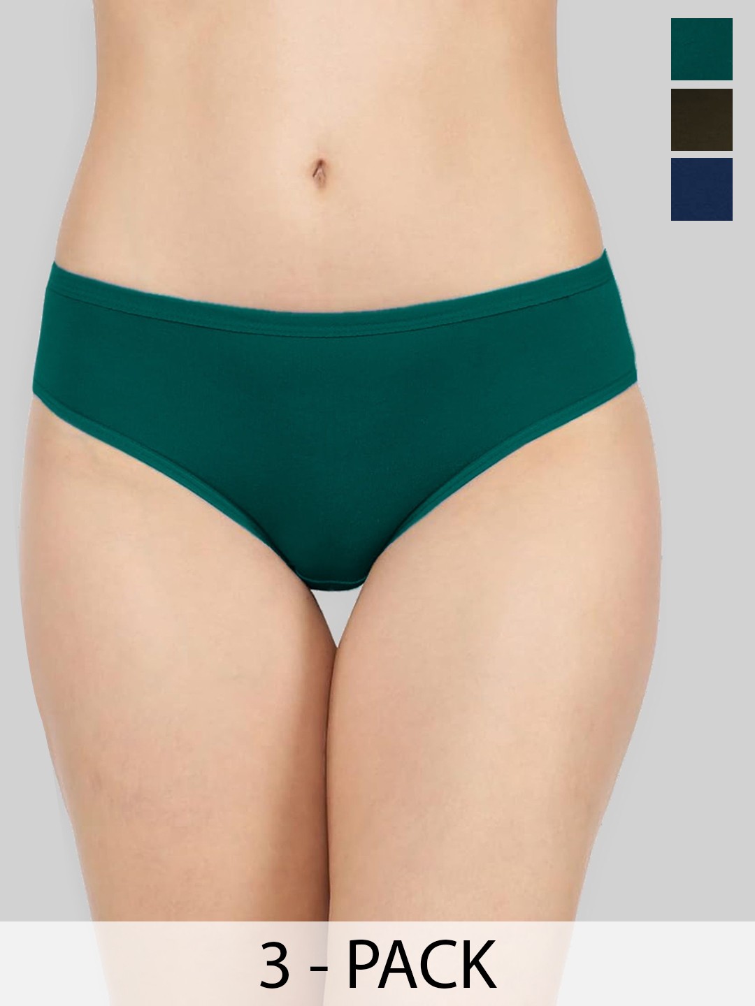 

inner element Pack Of 3 Premium Cotton Hipster Briefs, Multi