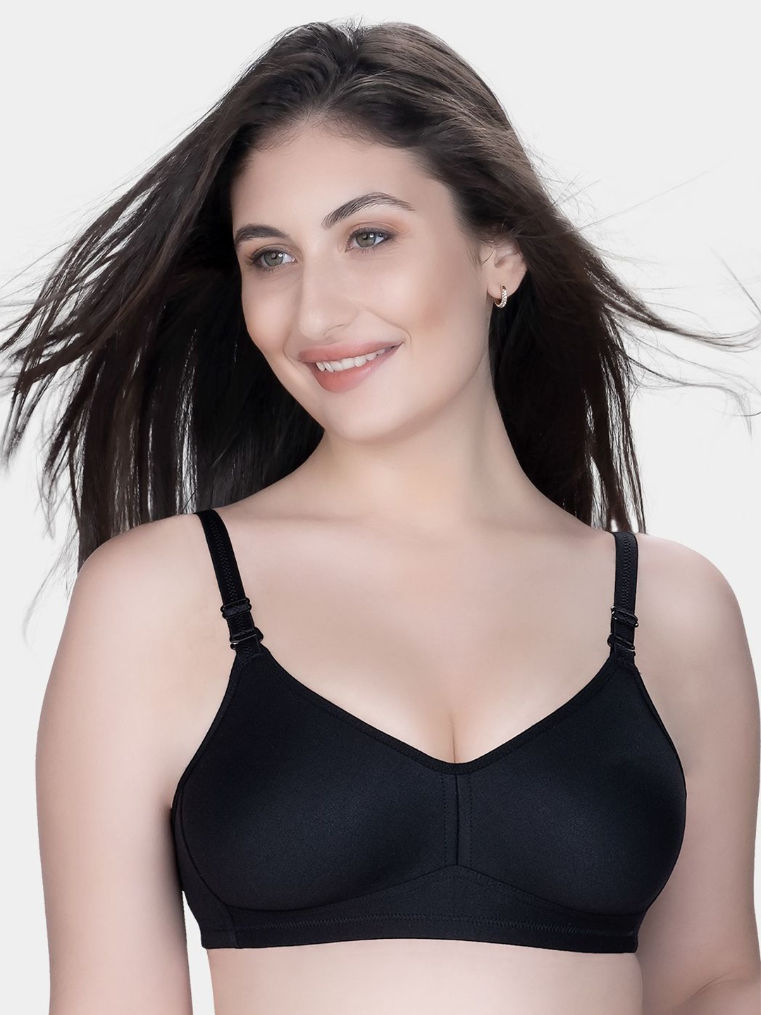

Trylo Riza Minimizer Cotton Fabric Non-Padded Non-Wired Seamless Molded Bra, Black