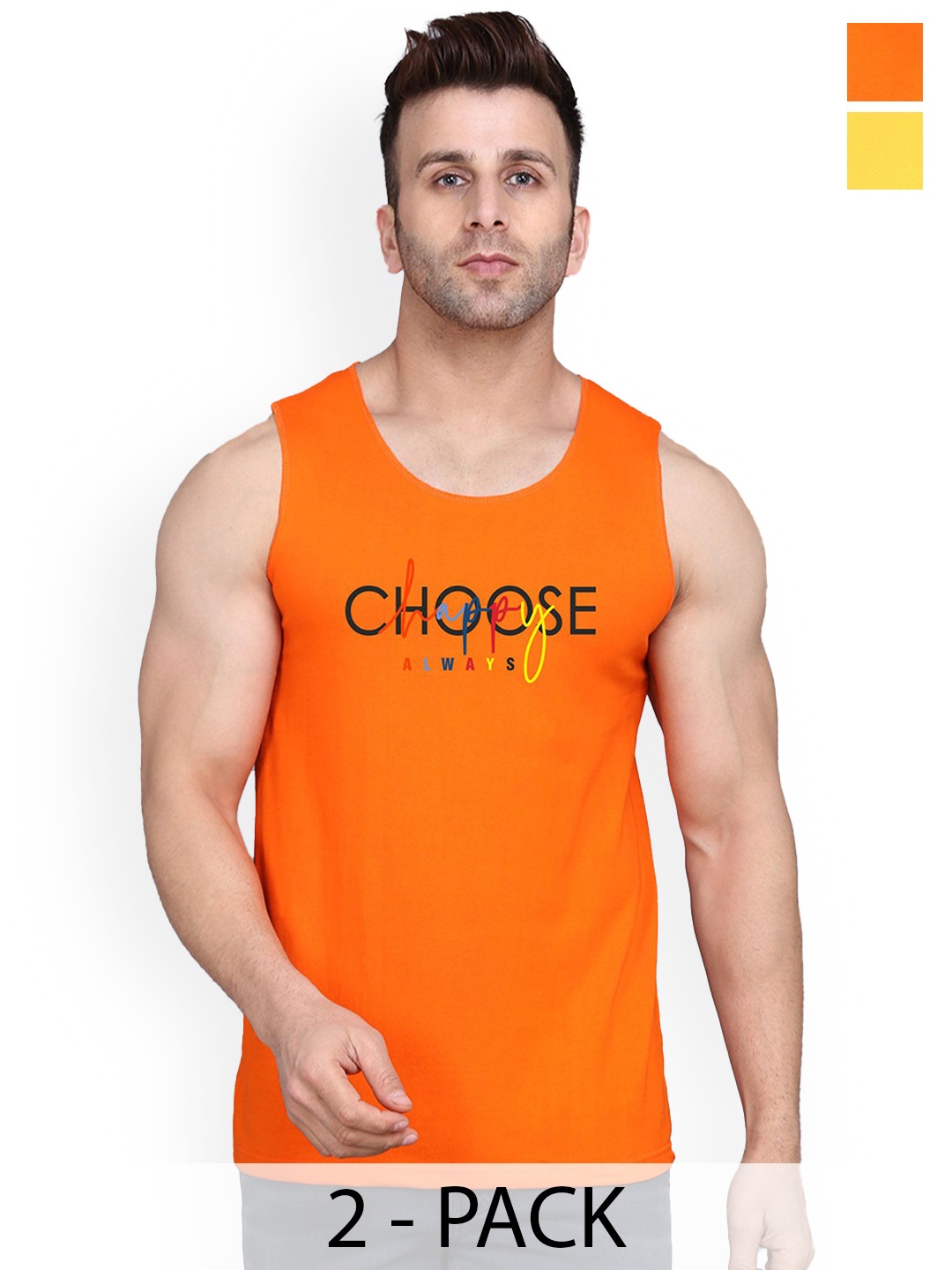 

SLOWLORIS 2Pcs Sleeveless Innerwear Gym Vests, Yellow