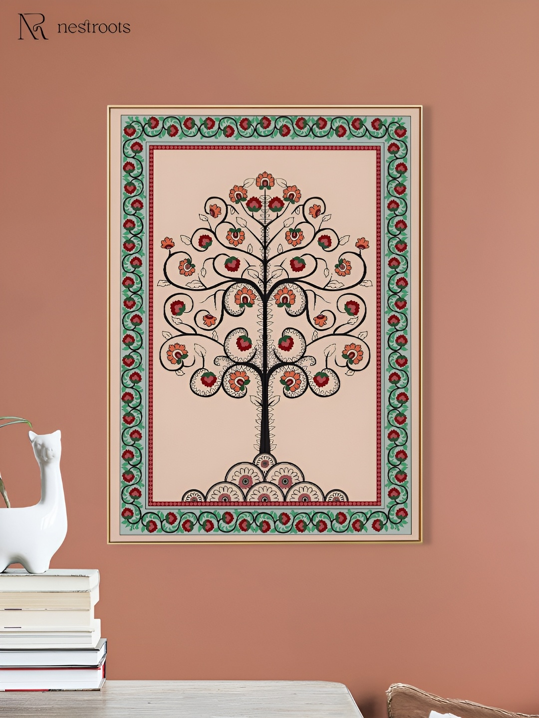 

nestroots Beige & Green 1 Piece Canvas Religious Wall Paintings