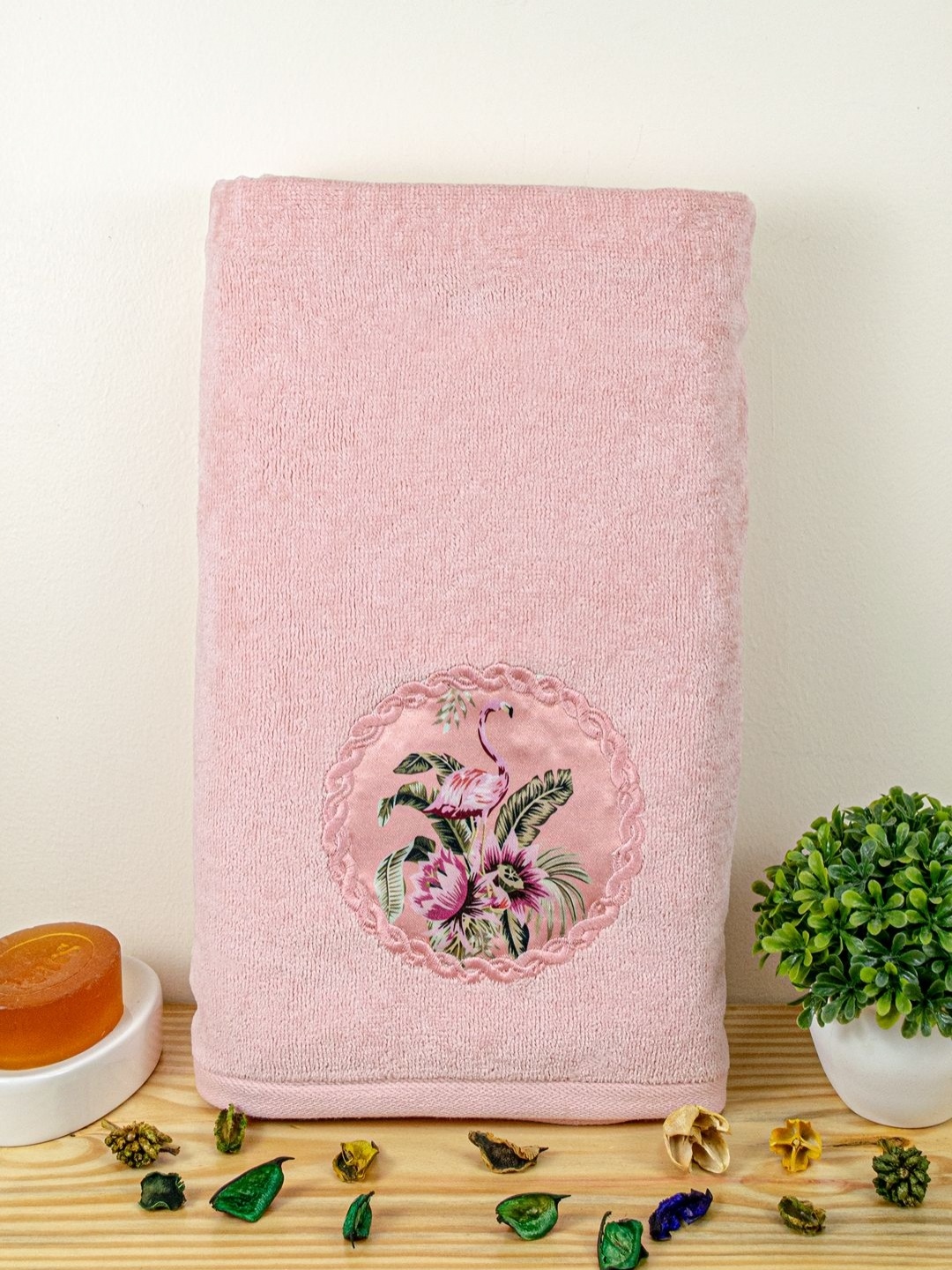 

RANGOLI Peach-Coloured 1 Cotton 450 GSM Bath Towel