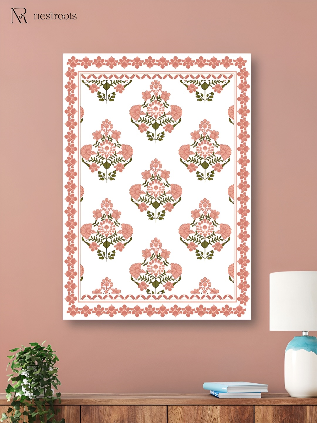 

nestroots White & Pink 1 Piece Canvas Abstract Wall Paintings