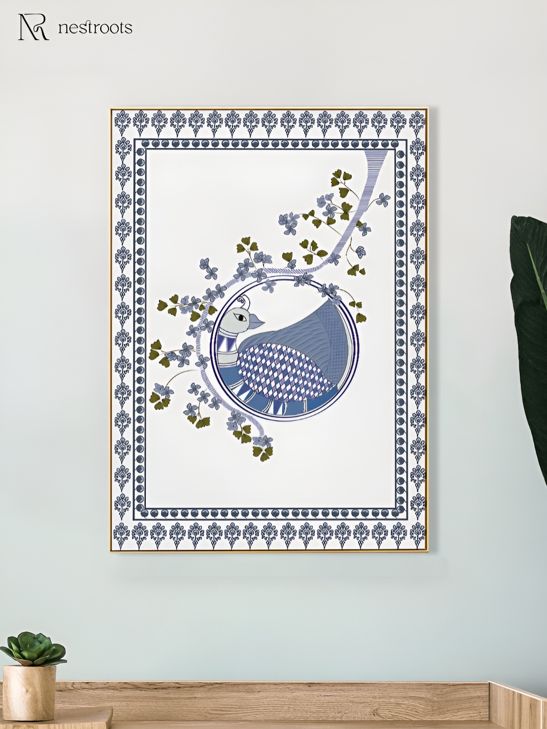 

nestroots White & Blue 1 Piece Canvas Religious Wall Paintings
