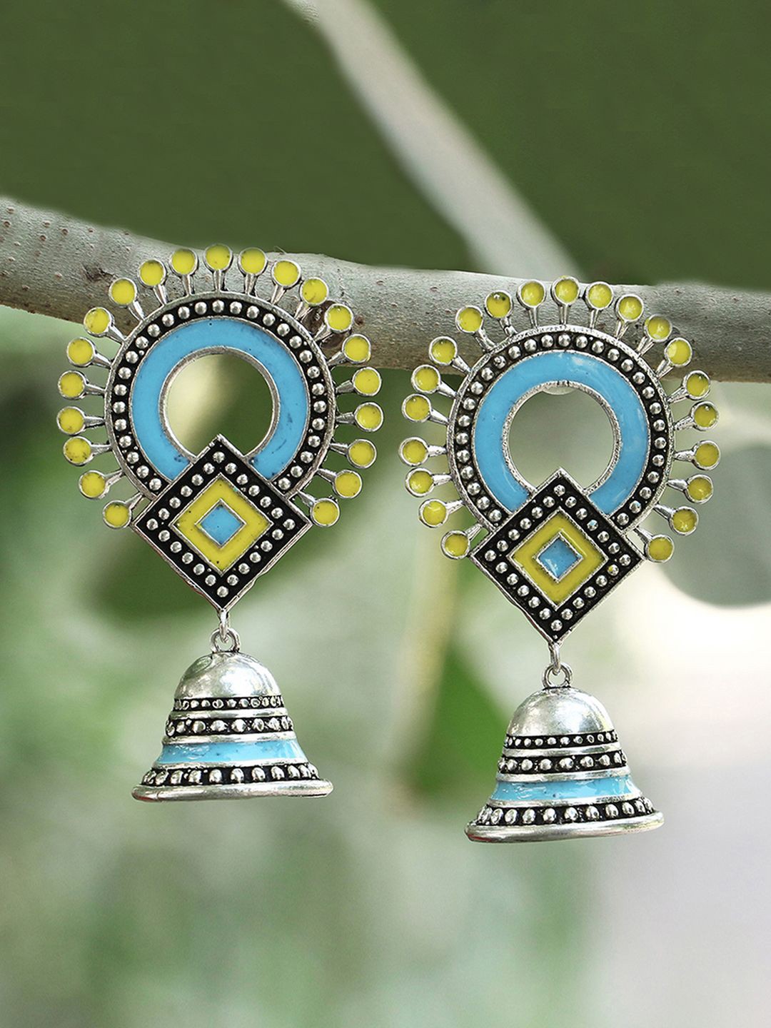 

Adwitiya Collection Silver-Plated Dome Shaped Jhumkas