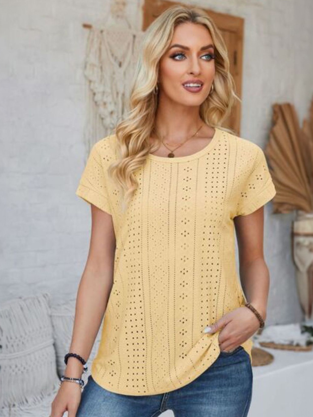 

StyleCast Women Typography Printed Round Neck Top, Yellow