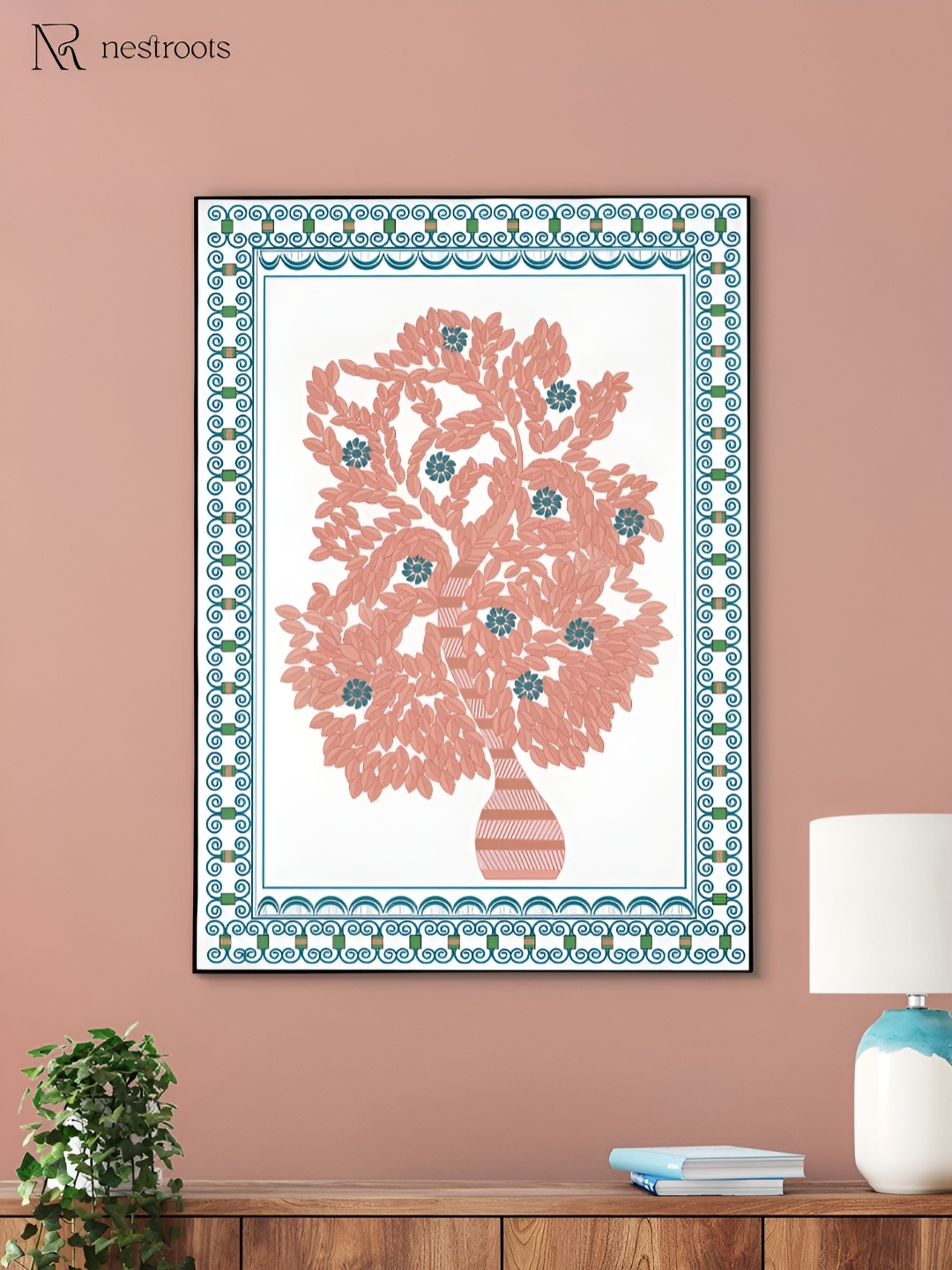 

nestroots White & Pink 1 Piece Canvas Floral and Botanical Wall Paintings