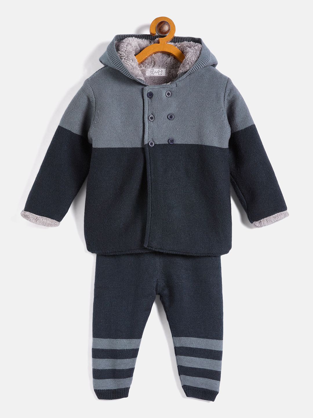 

JWAAQ Unisex Colourblocked Hooded Long Sleeves Sweater with Joggers, Grey