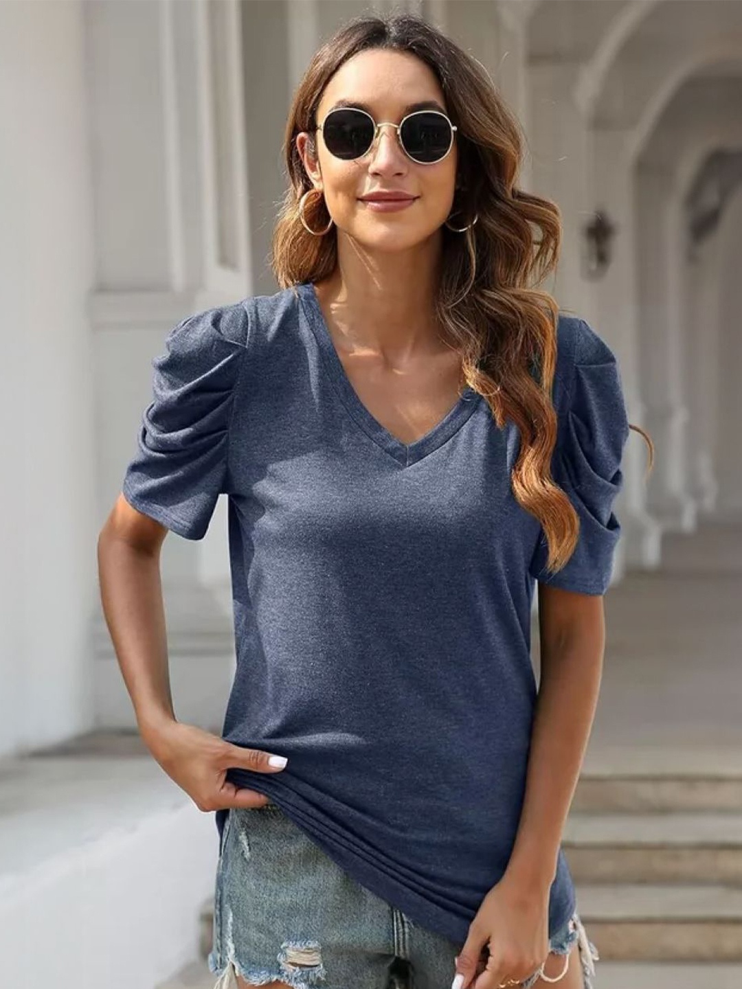 

Stylecast X KPOP Women Solid Round Neck Top, Grey