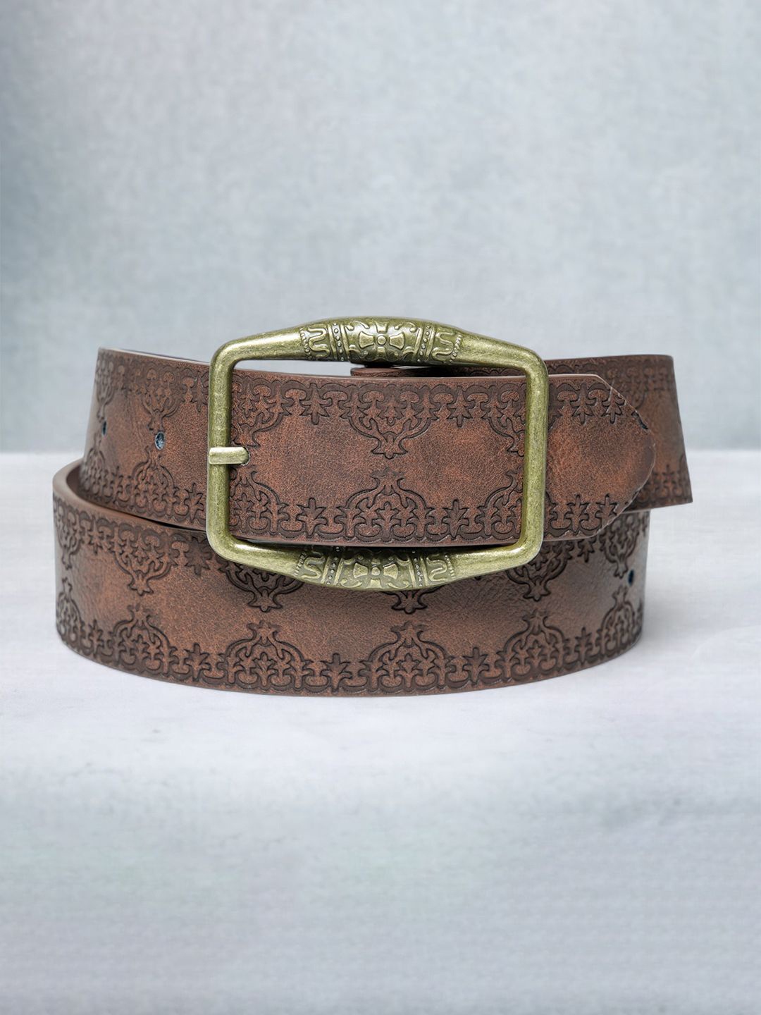 

CHOKORE Men Textured Tang Closure Leather Casual Belt, Brown