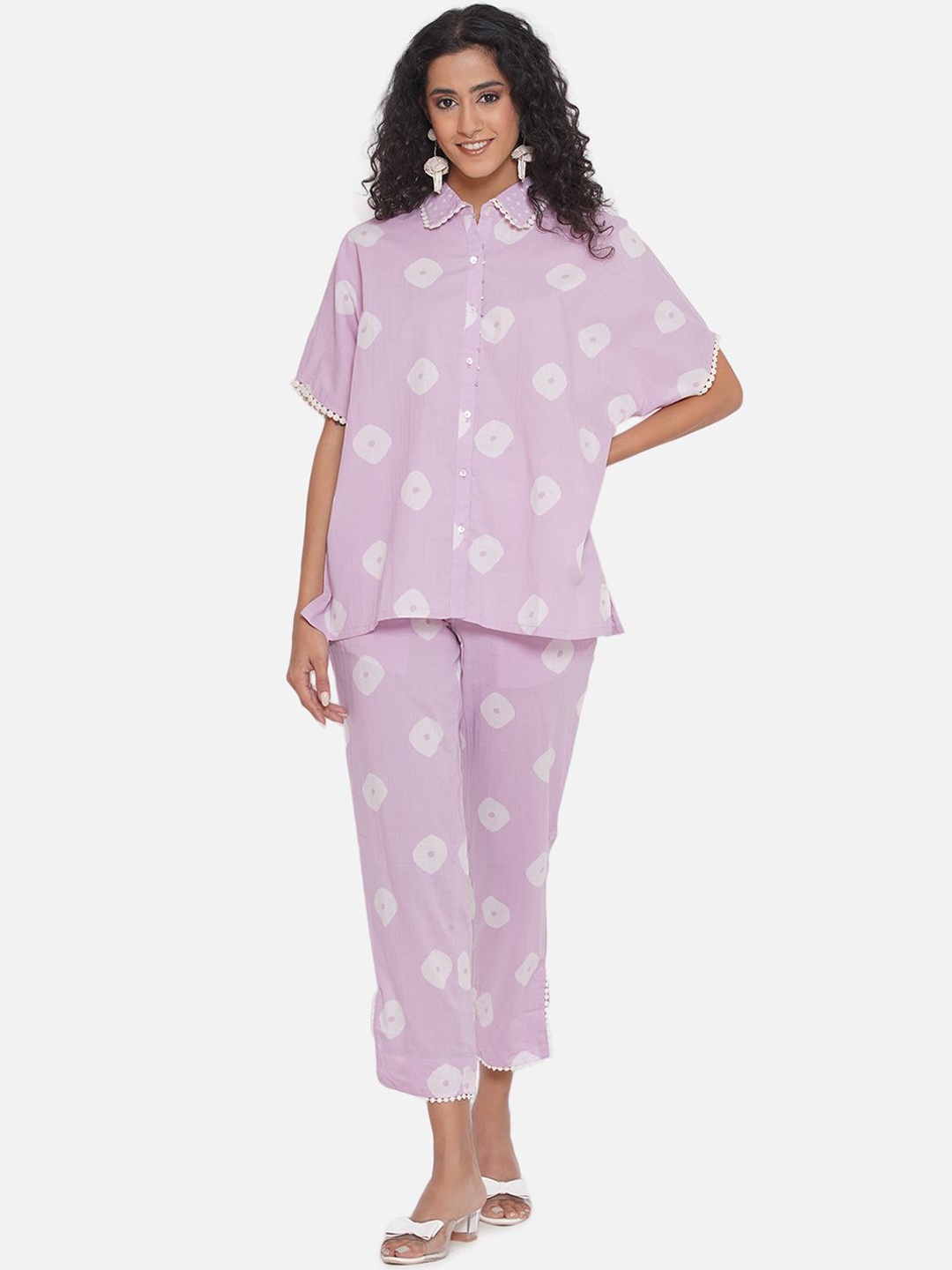 

bellamia Printed Tunic With Trouser Co-Ords, Lavender