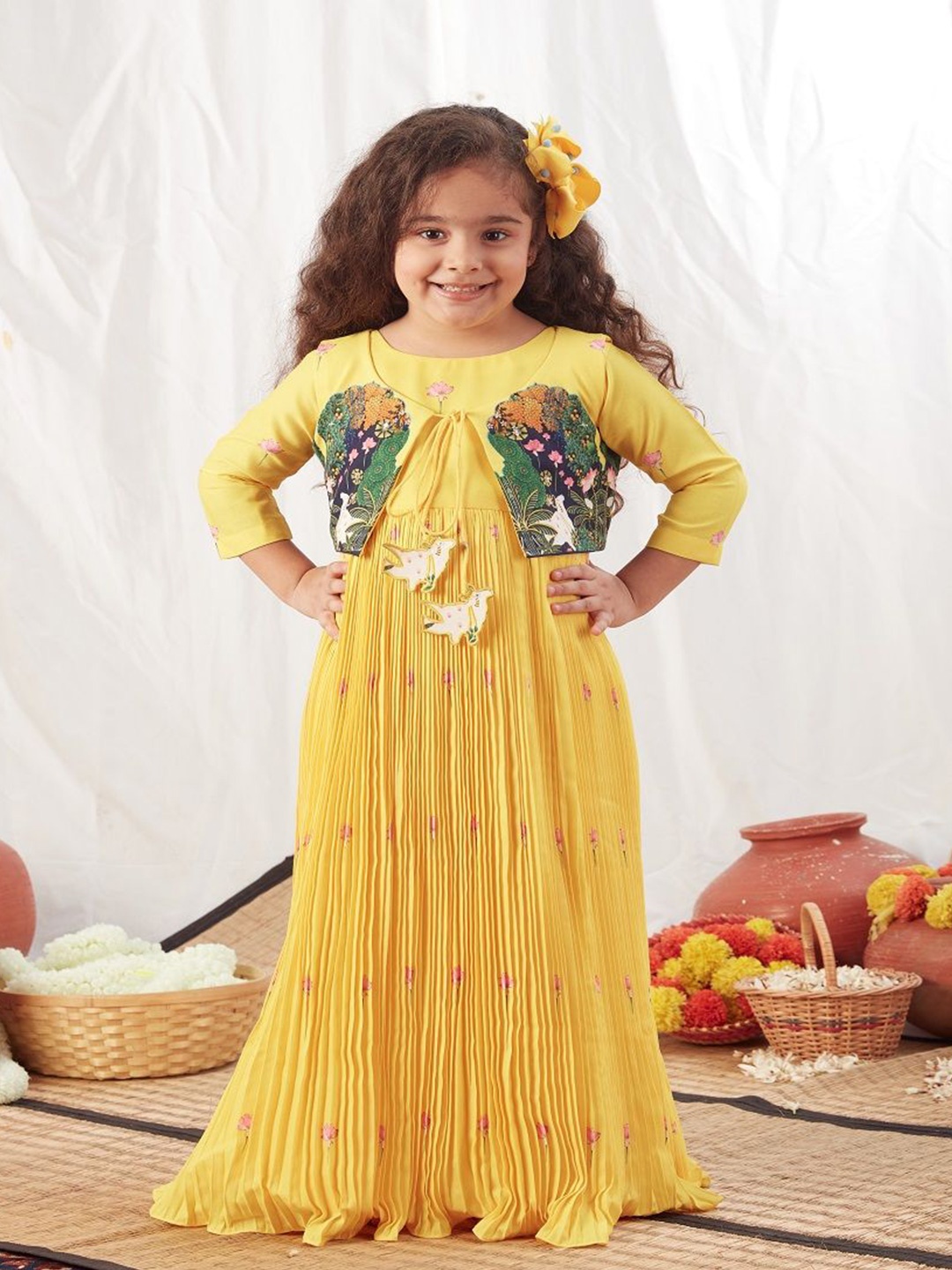 

Vivedkids Floral Georgette Maxi Dress, Yellow