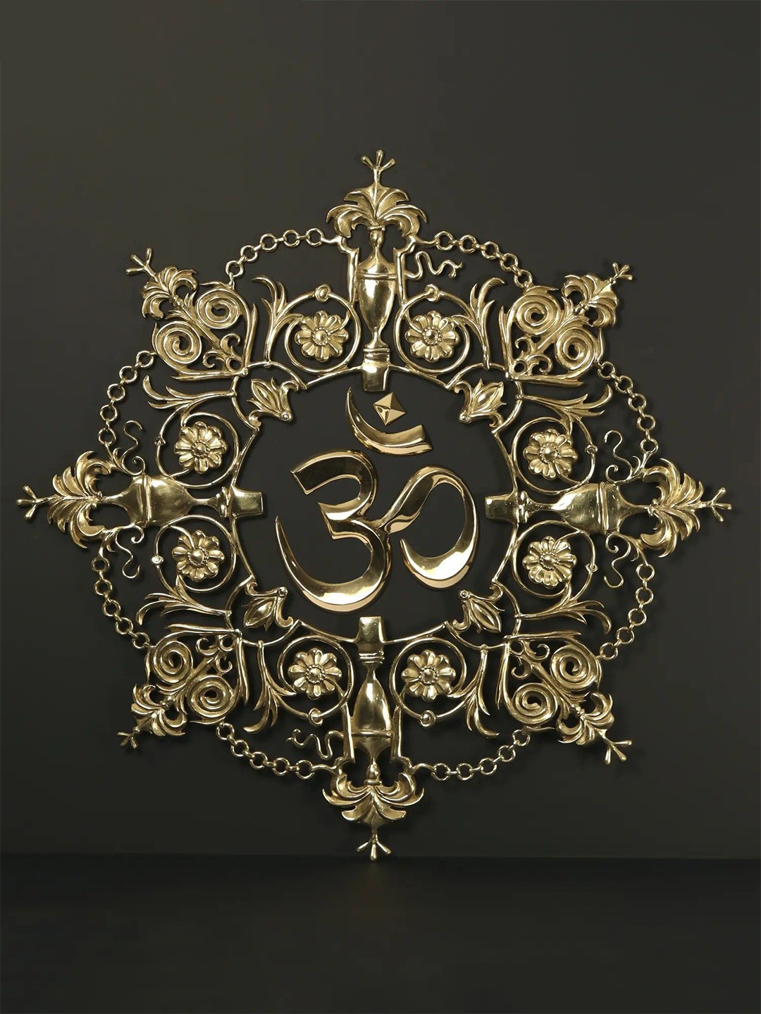 

Exotic India Brass Superfine Om Wall Hanging, Gold