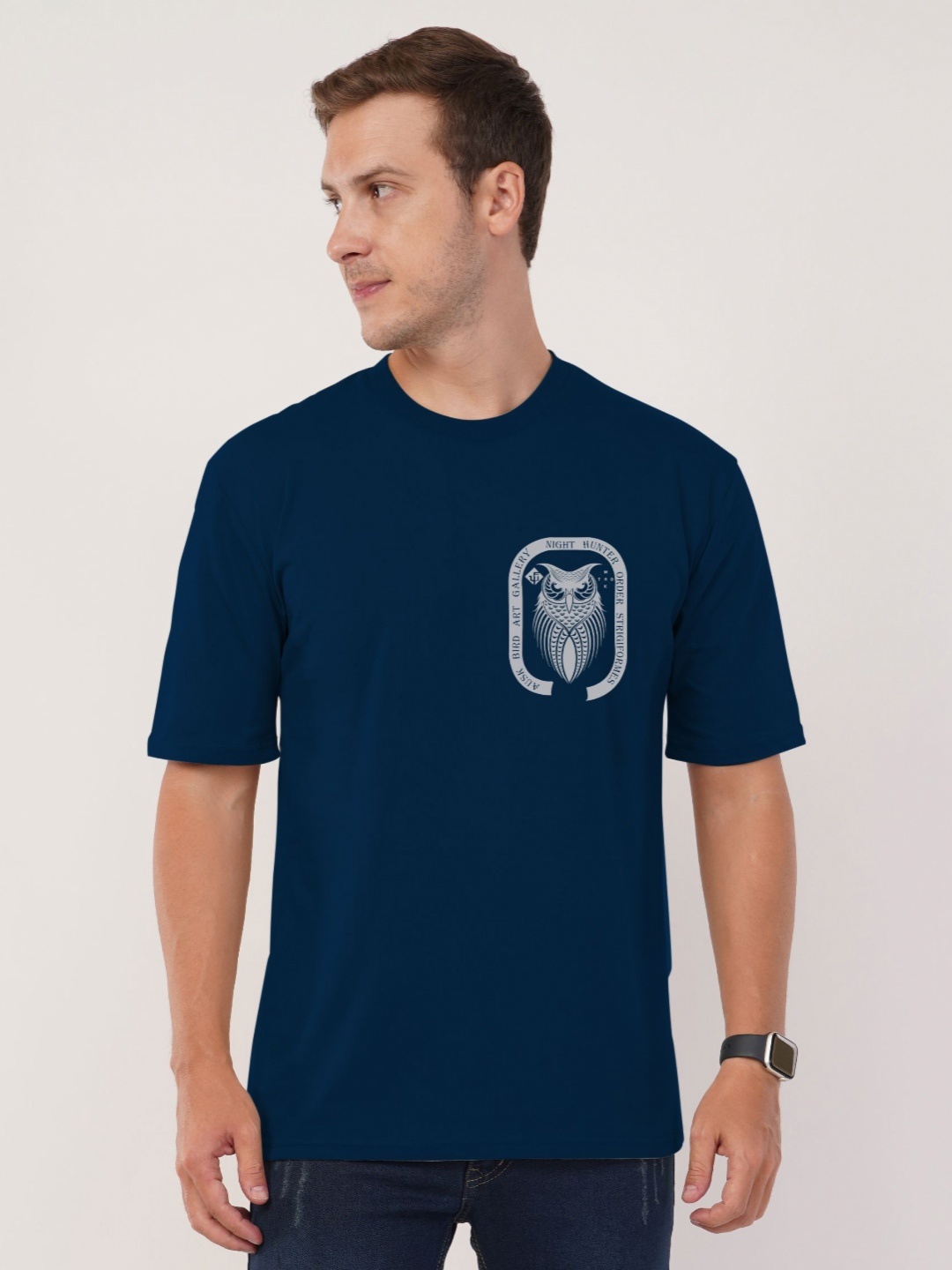 

AUSK Front & Back Printed Half Sleeve Round Neck Tshirt, Navy blue