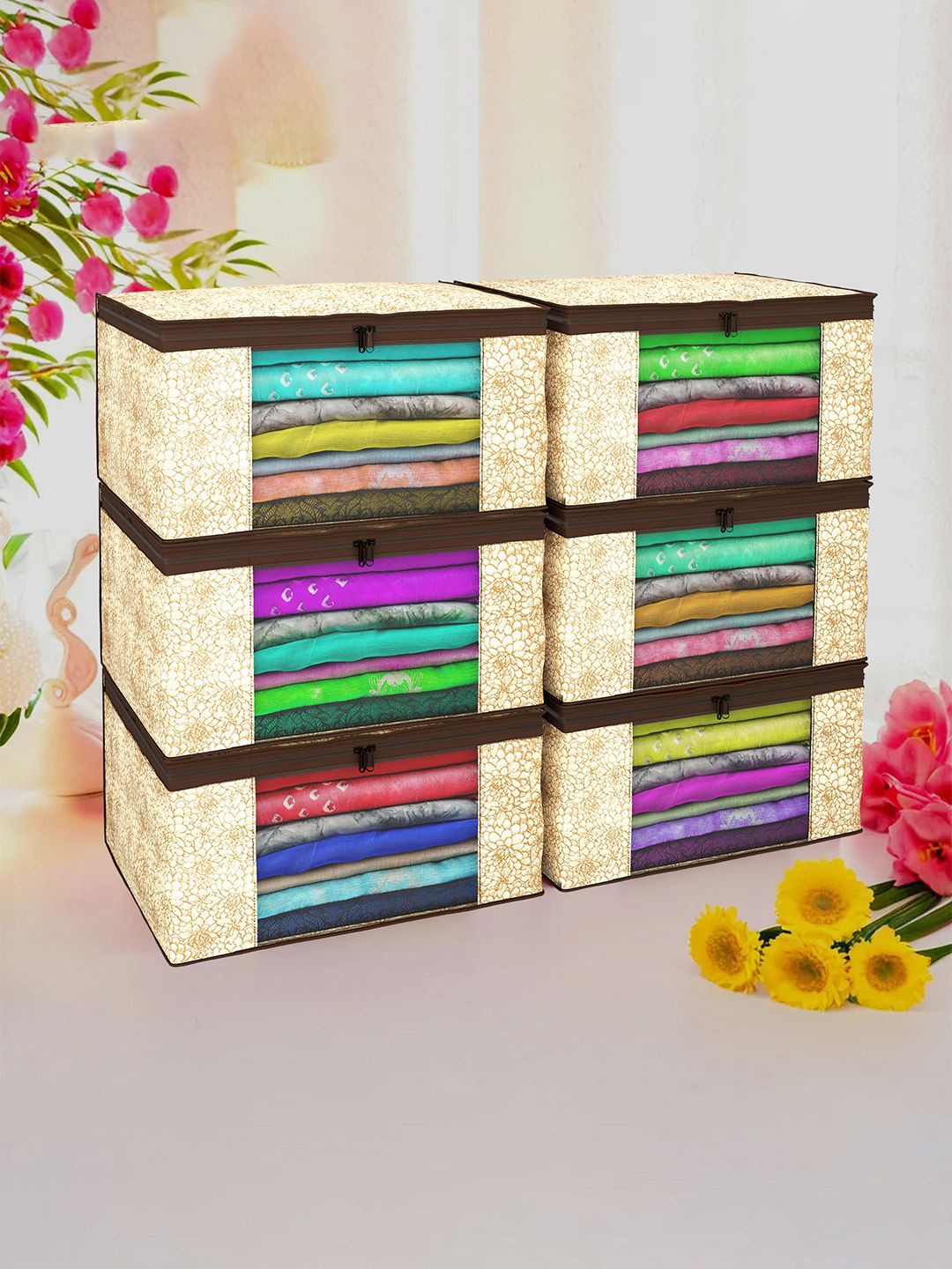 

Kuber Industries Coffee Brown Set of 6 Regular Drawer Organiser Organisers
